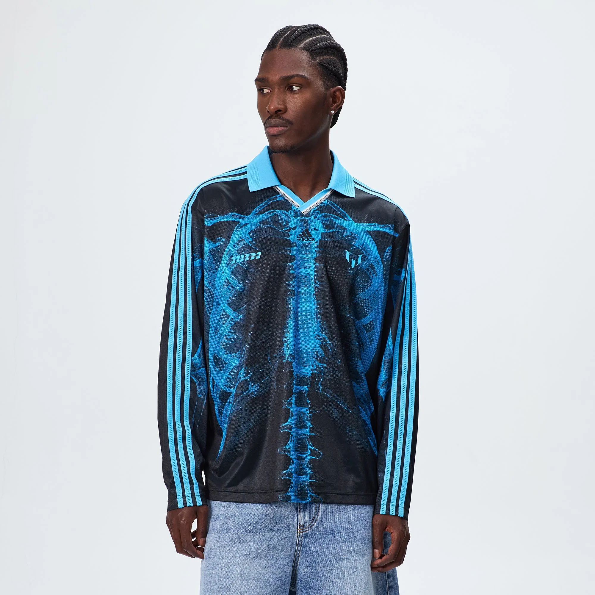 Kith & Messi for adidas Football Skeleton Goalkeeper Long Sleeve Tee - Black / Blue - Image 2