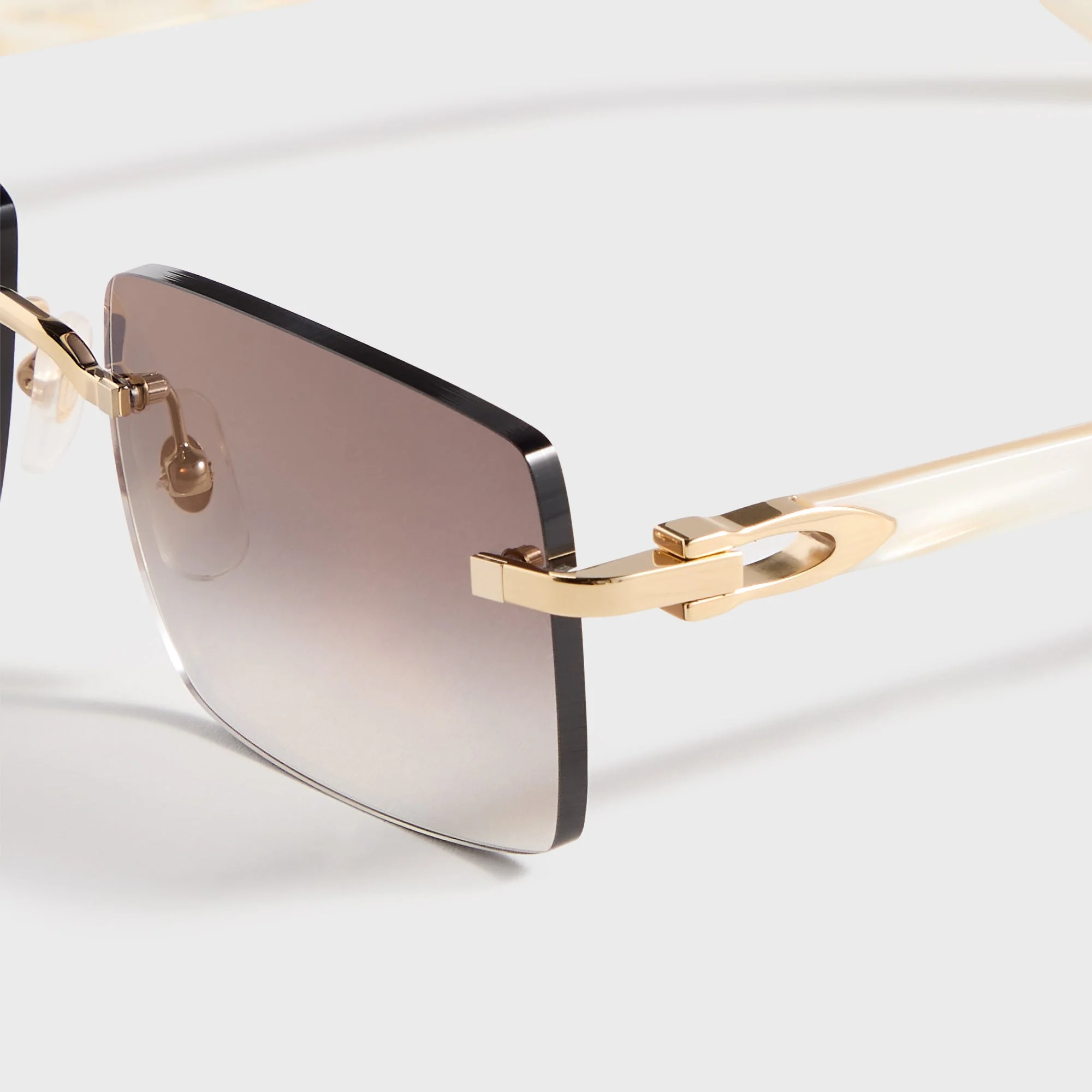 Cartier Rectangle Frame Sunglasses - Gold / Ivory / Grey - Image 2