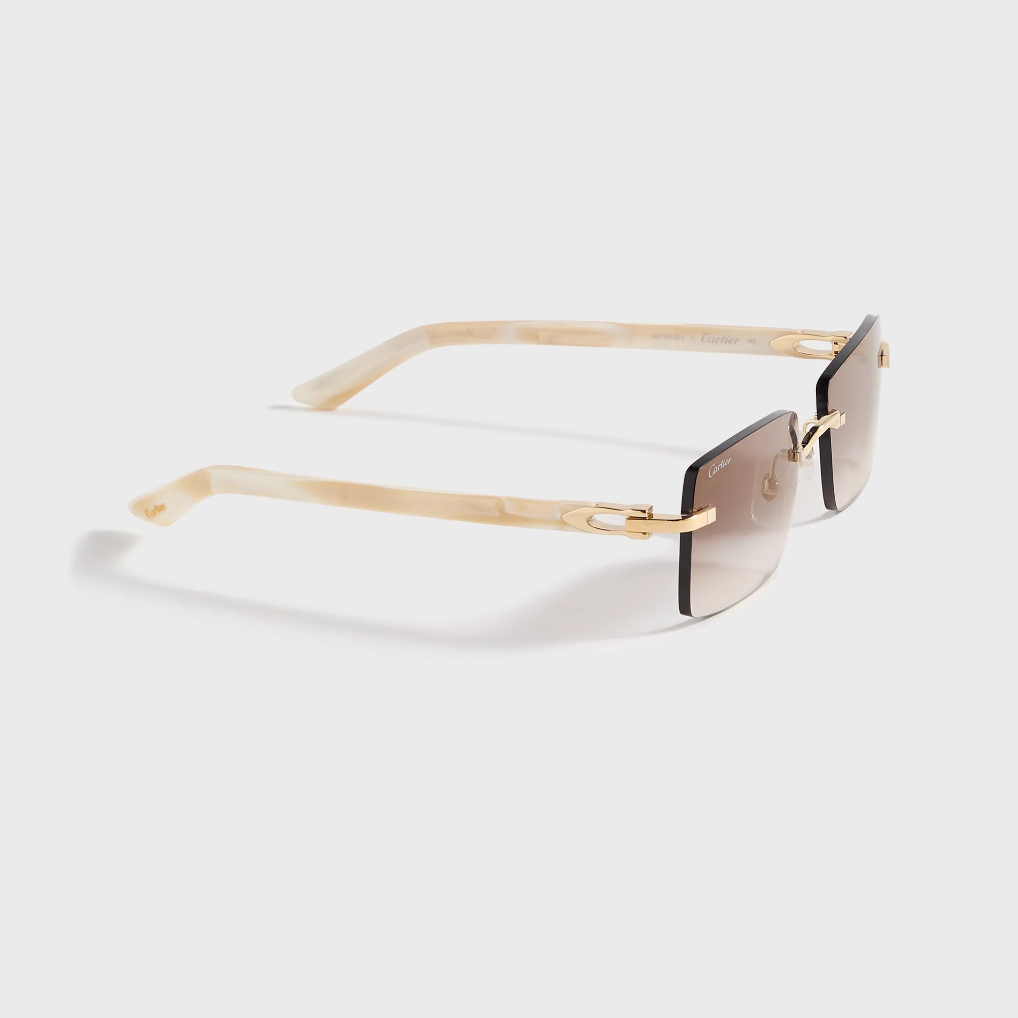 Cartier Rectangle Frame Sunglasses - Gold / Ivory / Grey - Image 3