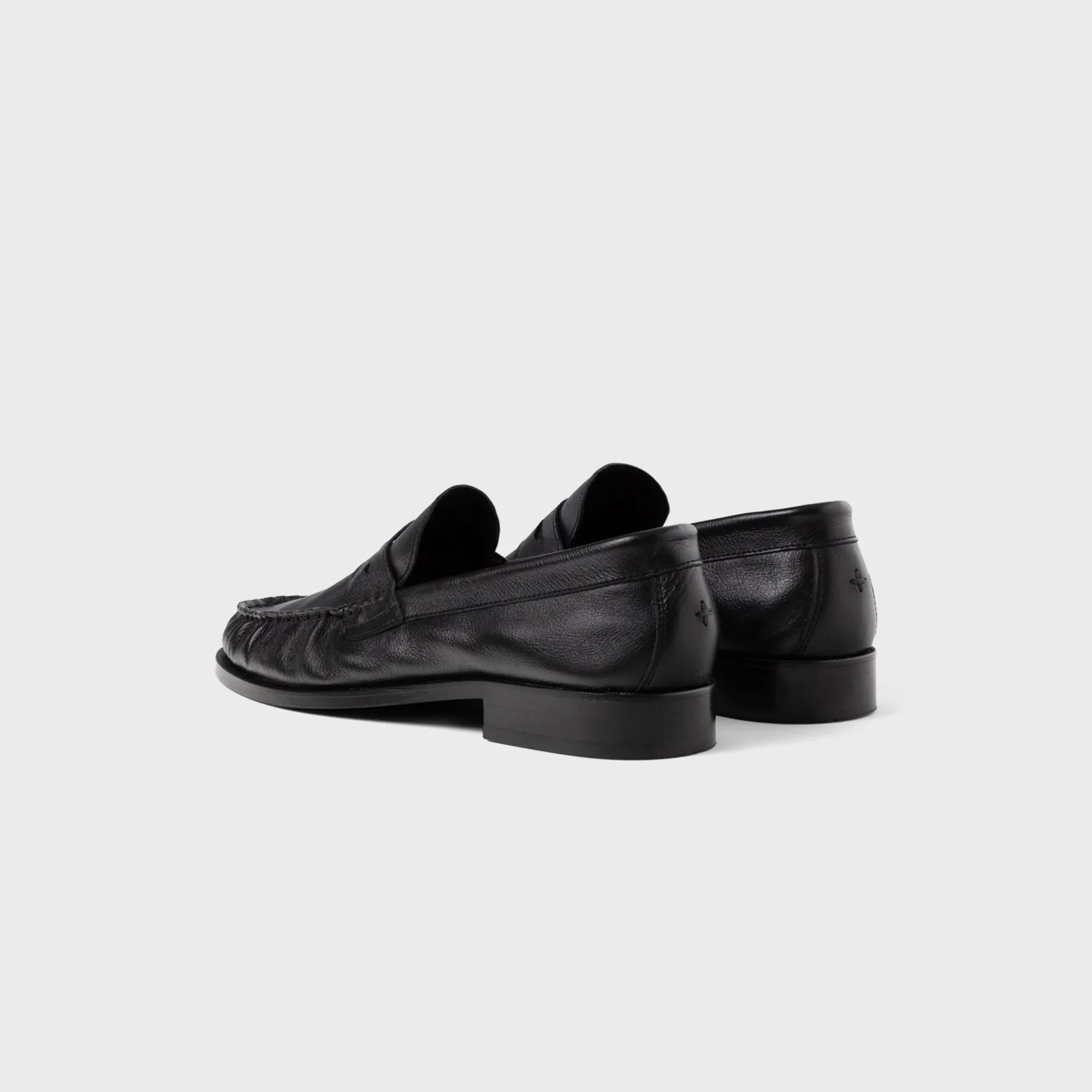 DUKE + DEXTER Ezra Pebble Pleated Penny Loafer - Black - Image 4