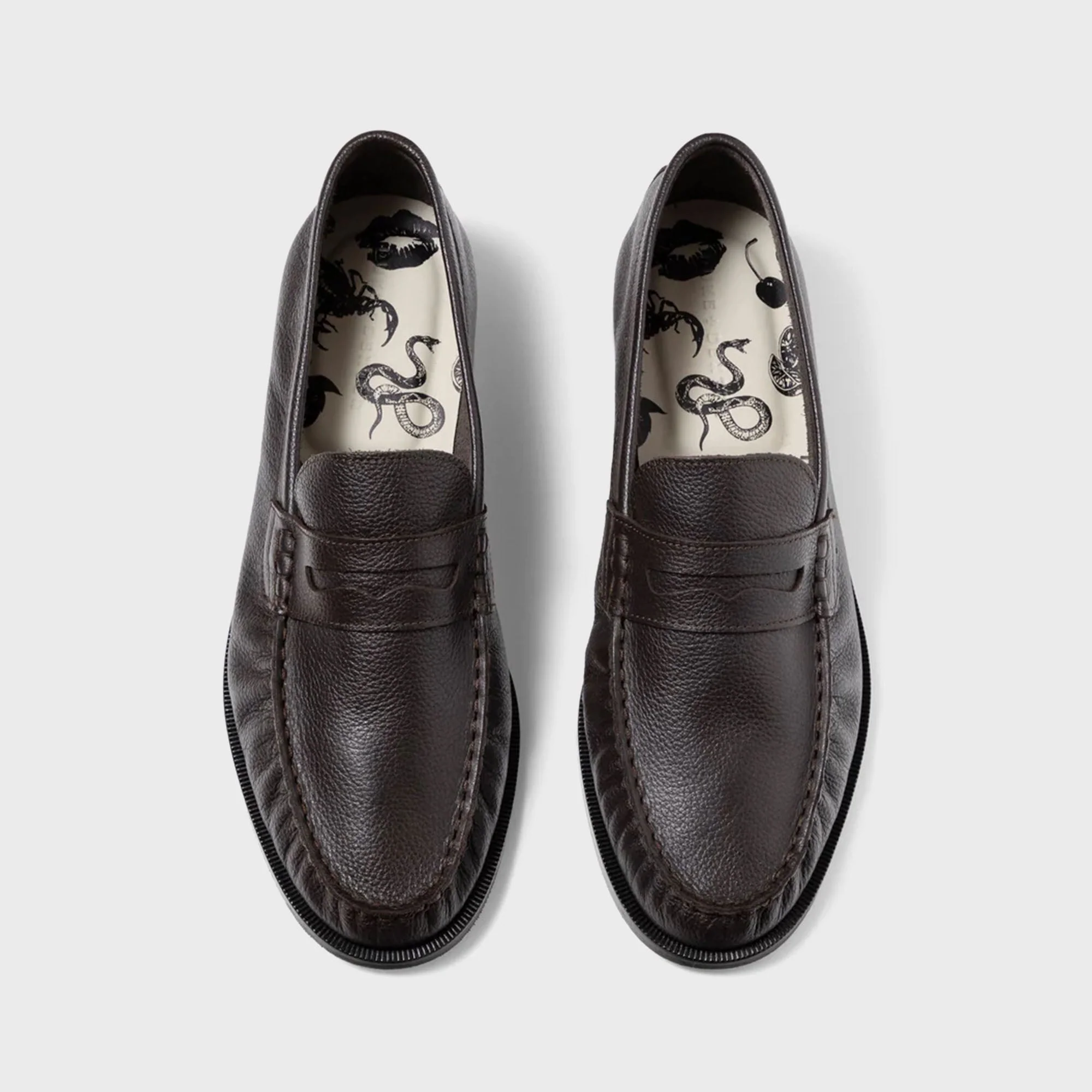 DUKE + DEXTER Ezra Pebble Pleated Penny Loafer - Chestnut - Image 3