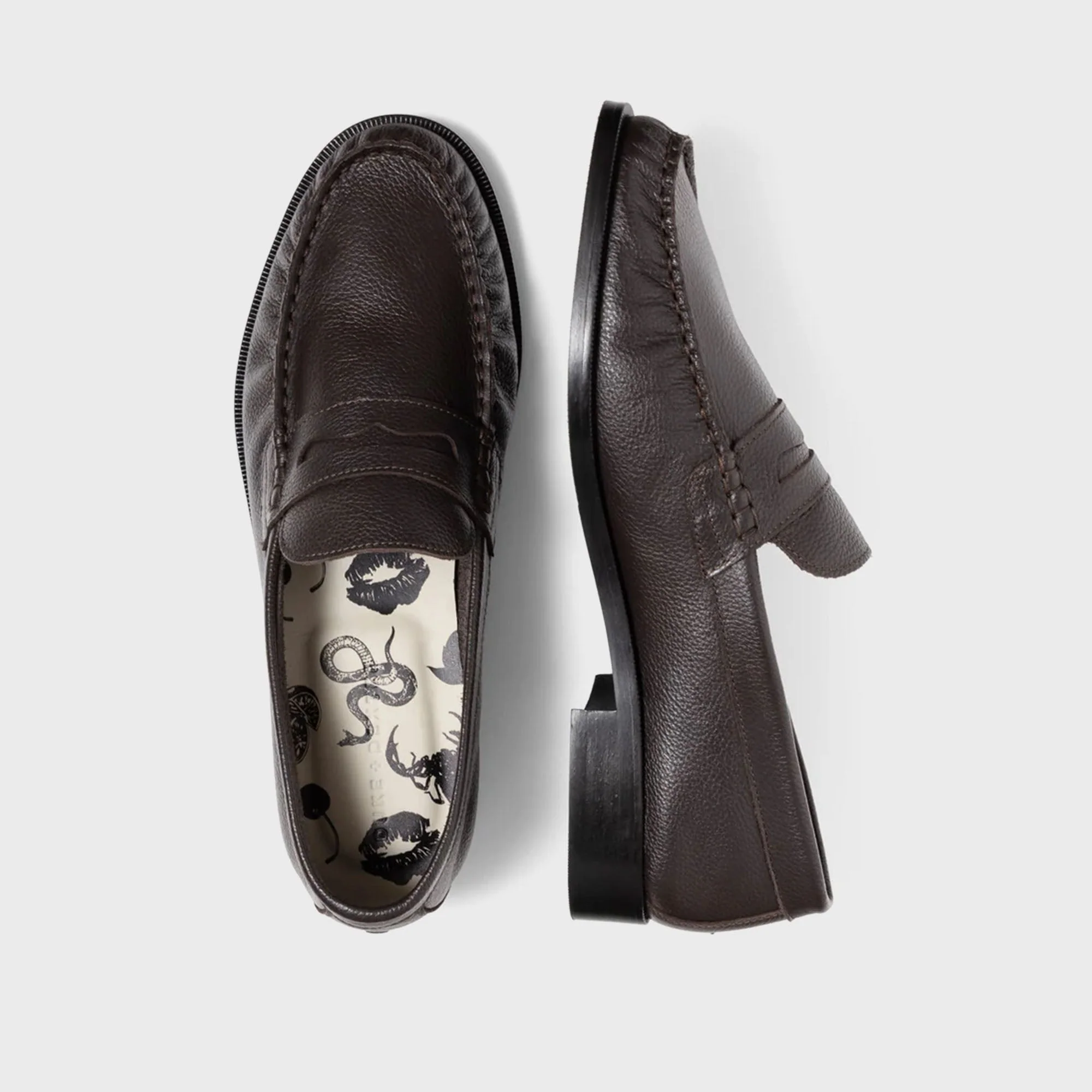 DUKE + DEXTER Ezra Pebble Pleated Penny Loafer - Chestnut - Image 5