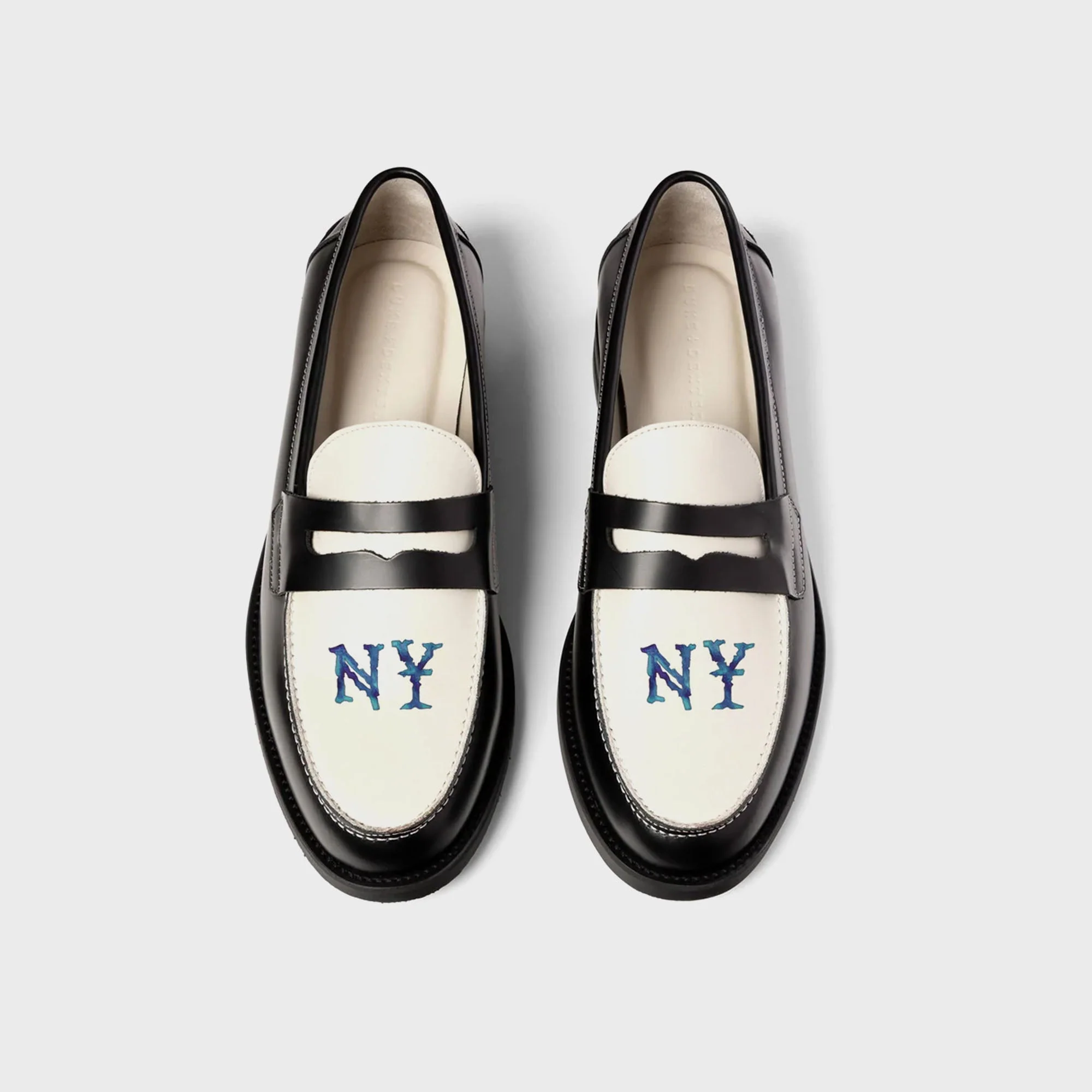 DUKE + DEXTER Wilde NY Penny Loafer - Black / White - Image 3