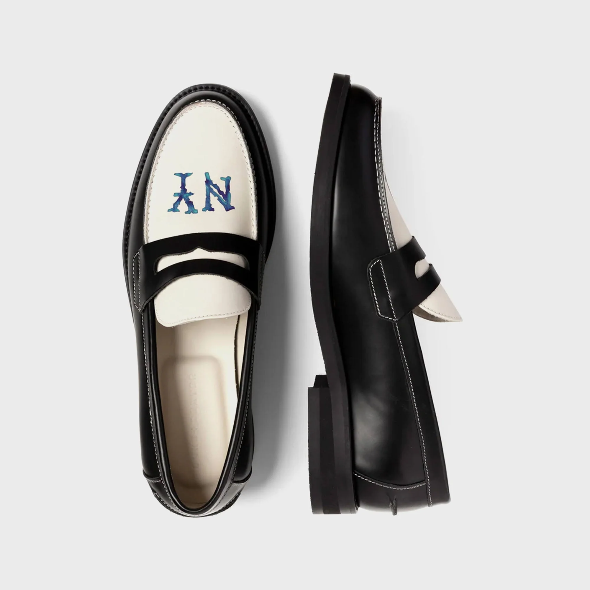 DUKE + DEXTER Wilde NY Penny Loafer - Black / White - Image 5