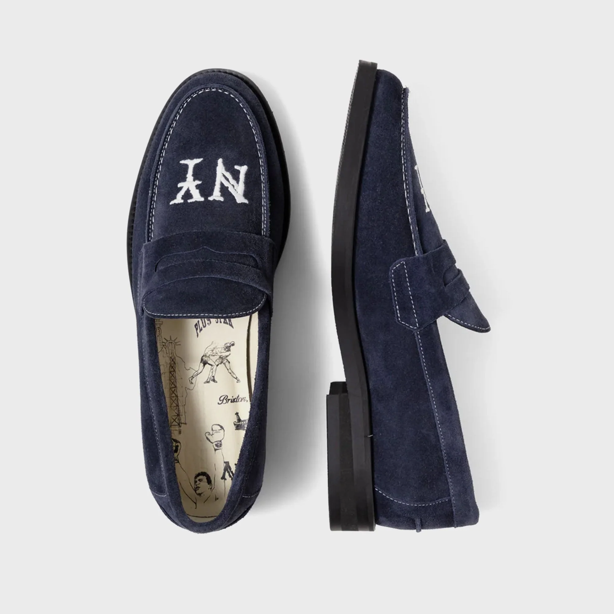 DUKE + DEXTER Wilde NY Suede Penny Loafer - Navy - Image 5