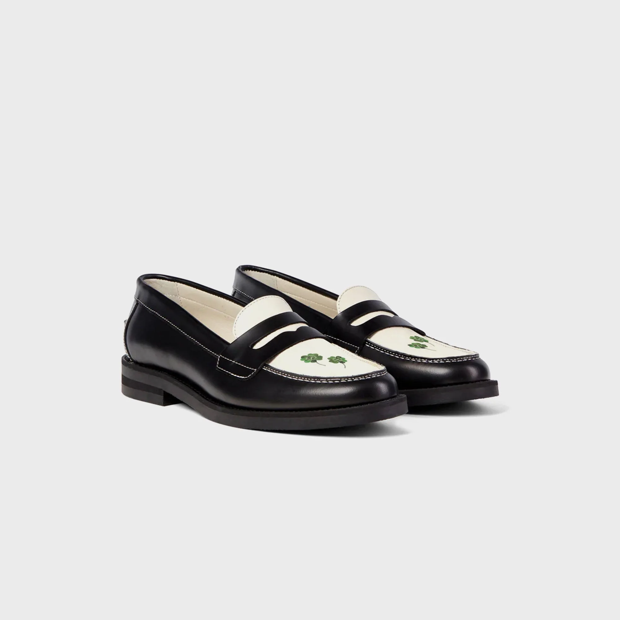 DUKE + DEXTER WMNS Wilde Clover Penny Loafer - Black / White - Image 2