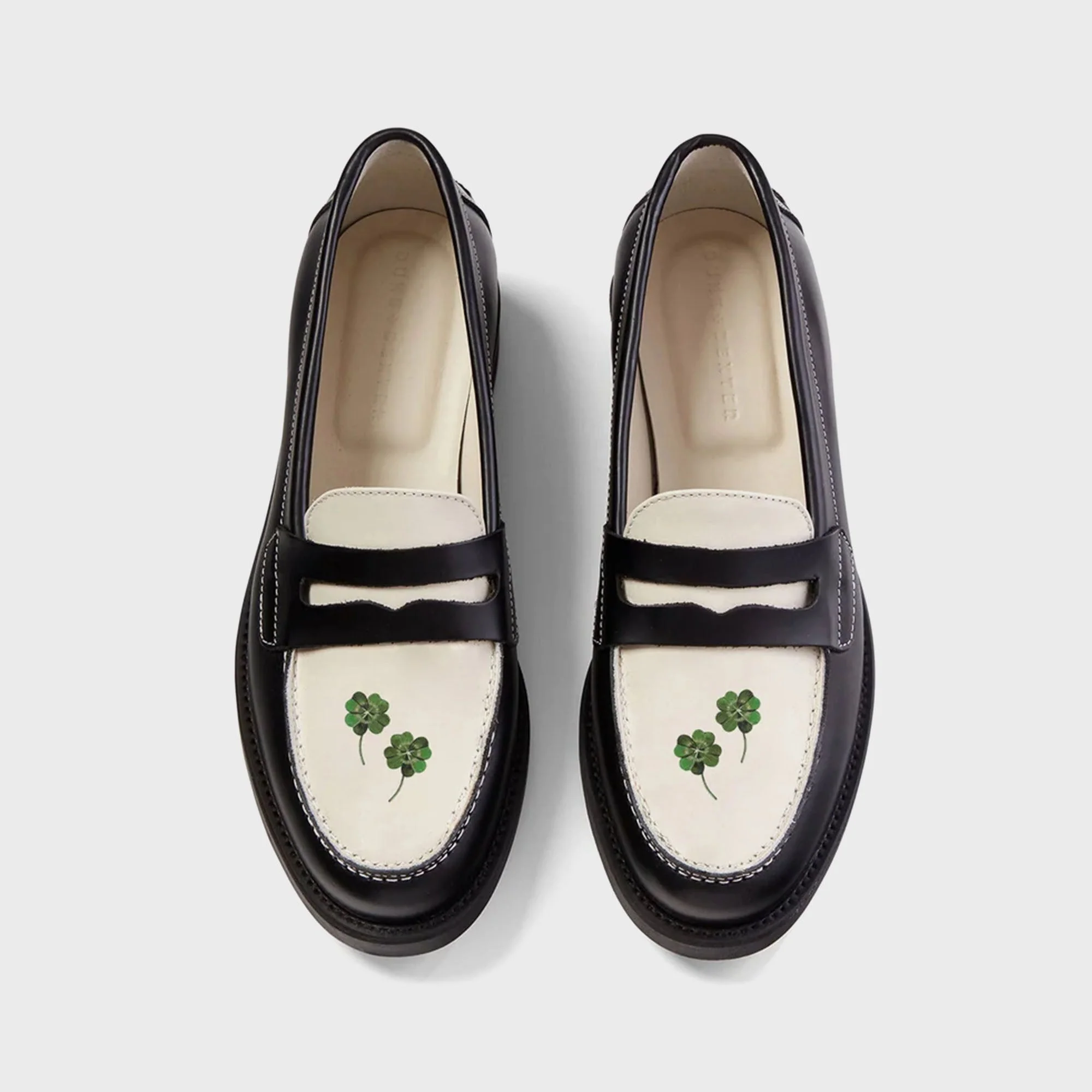 DUKE + DEXTER WMNS Wilde Clover Penny Loafer - Black / White - Image 3