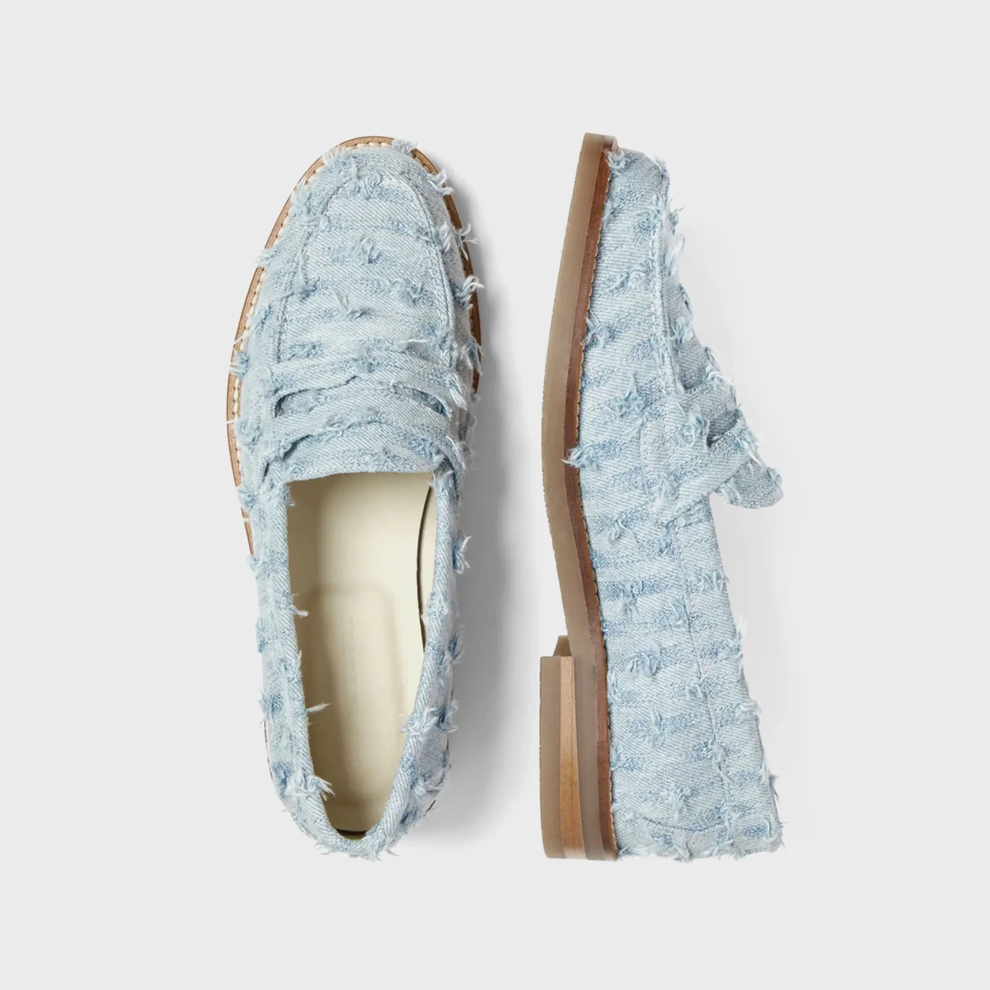 DUKE + DEXTER WMNS Wilde Punched Denim Penny Loafer - Blue - Image 4