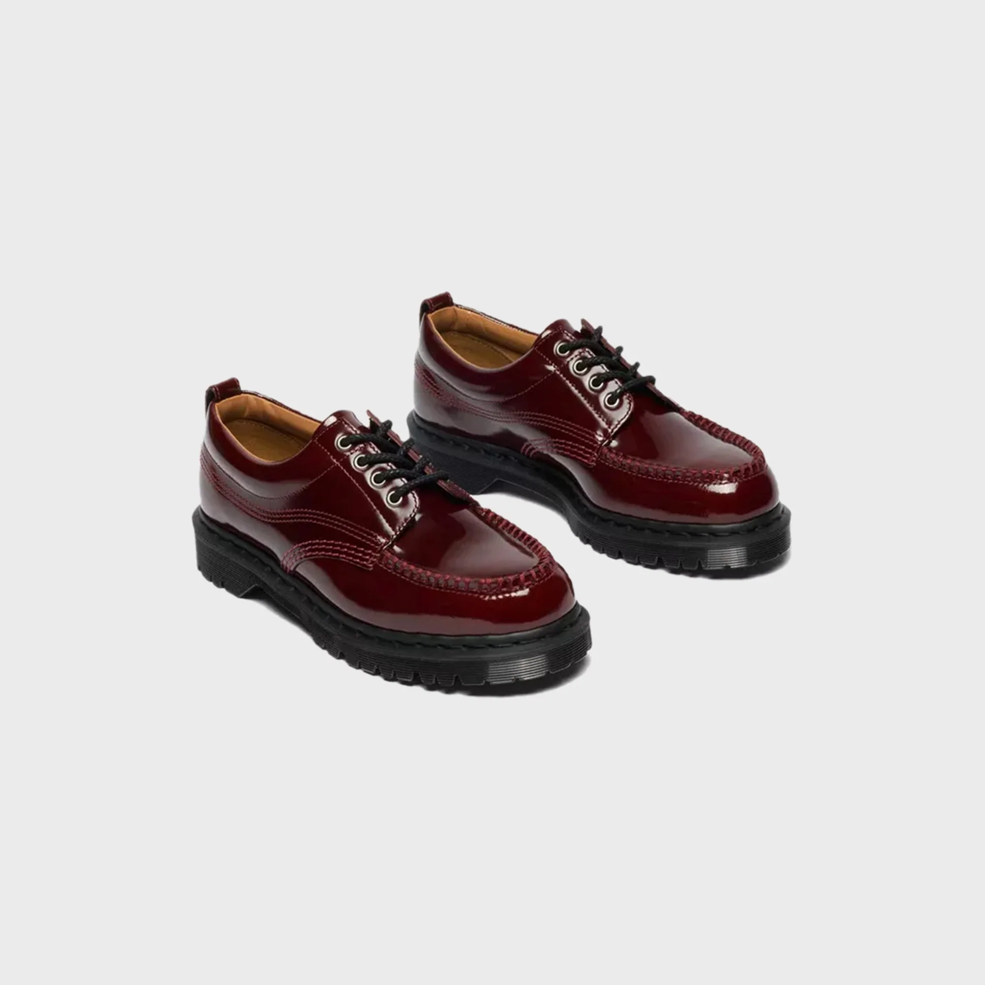 Dr. Martens Laquered Leather Moc Toe Lowell - Cherry Red - Image 2