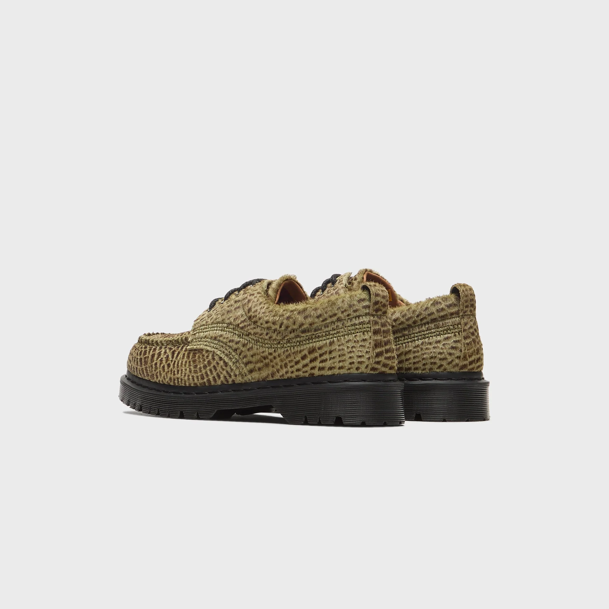 Dr. Martens Lowell Hair On Leather Moc Toe - Olive Green / Pebble Emboss - Image 4