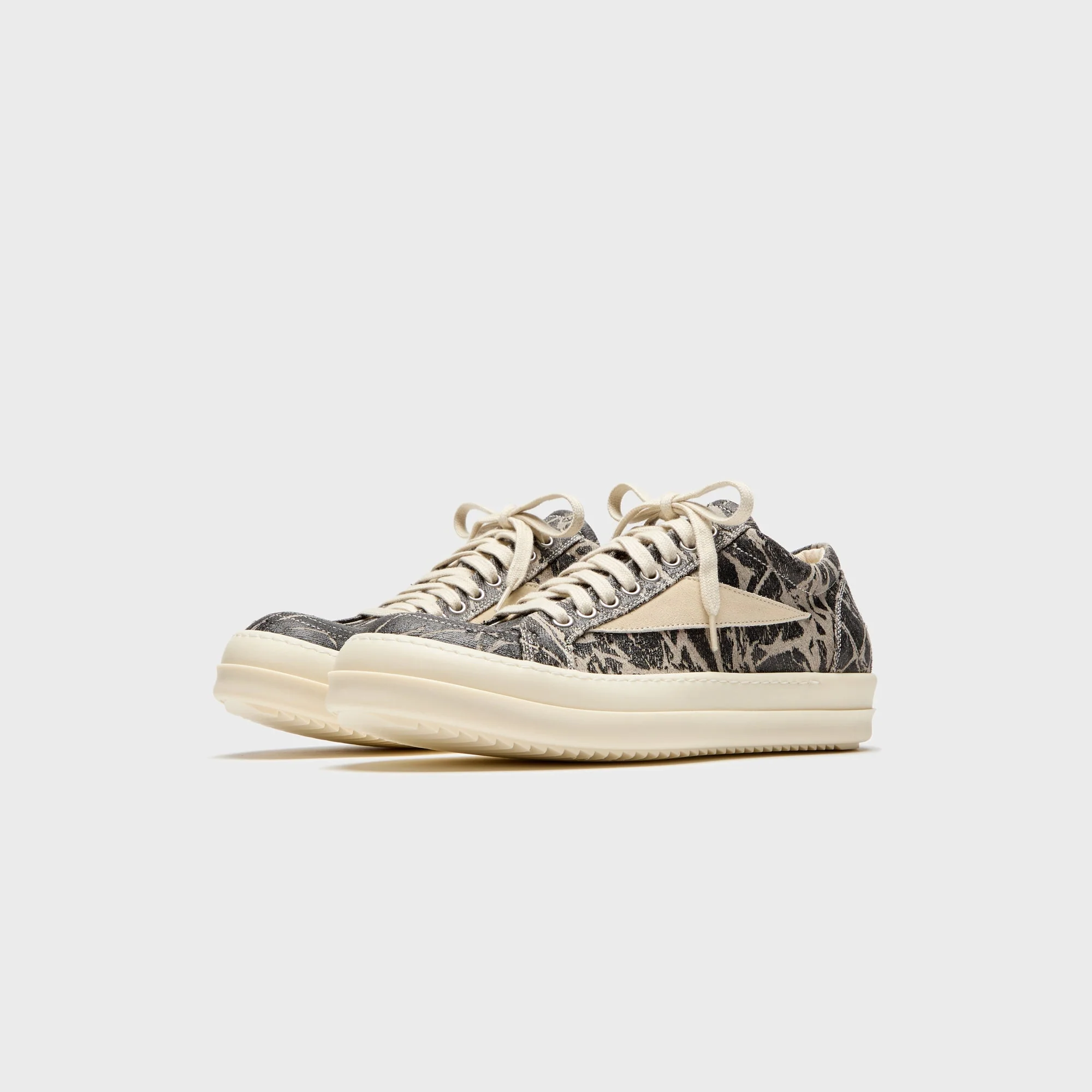 Rick Owens Concordians Vintage Sneaks - Black Washed Foil / Milk / Milk - Image 2