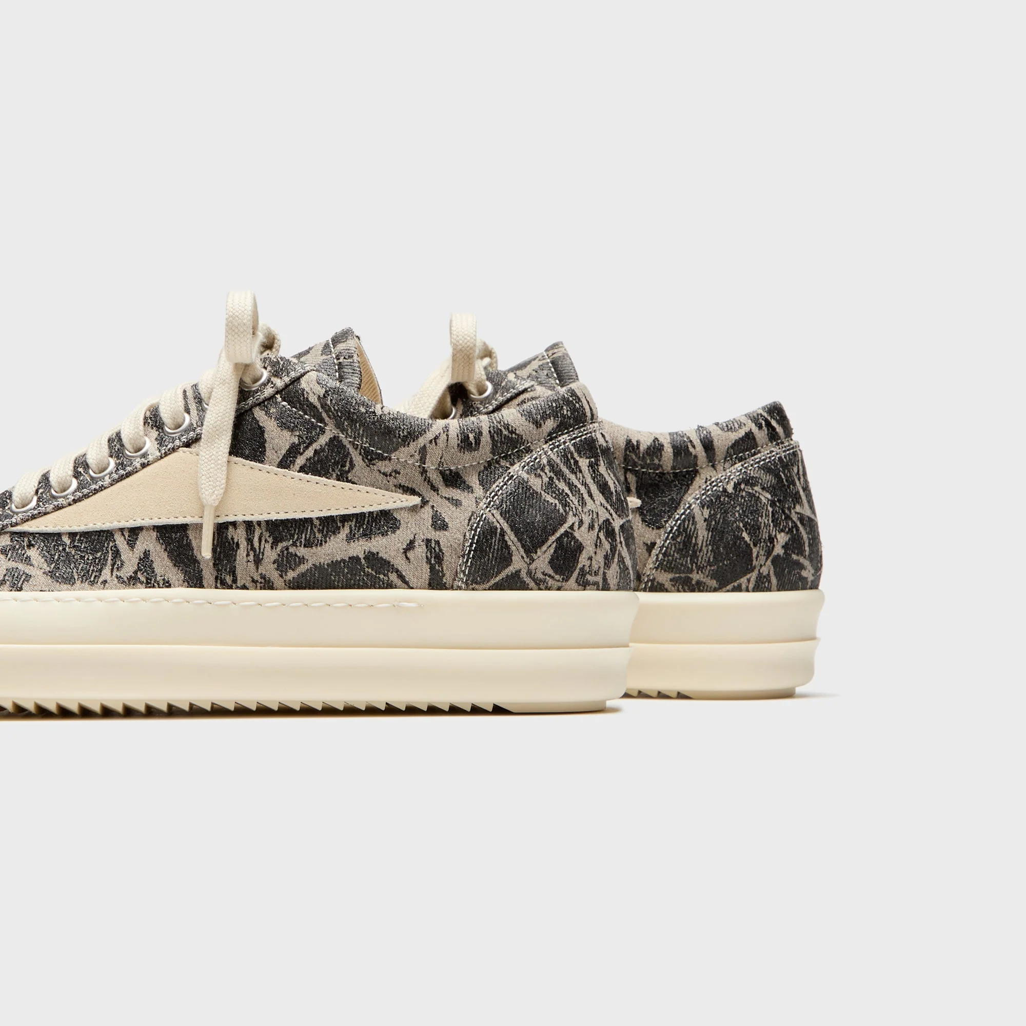 Rick Owens Concordians Vintage Sneaks - Black Washed Foil / Milk / Milk - Image 3