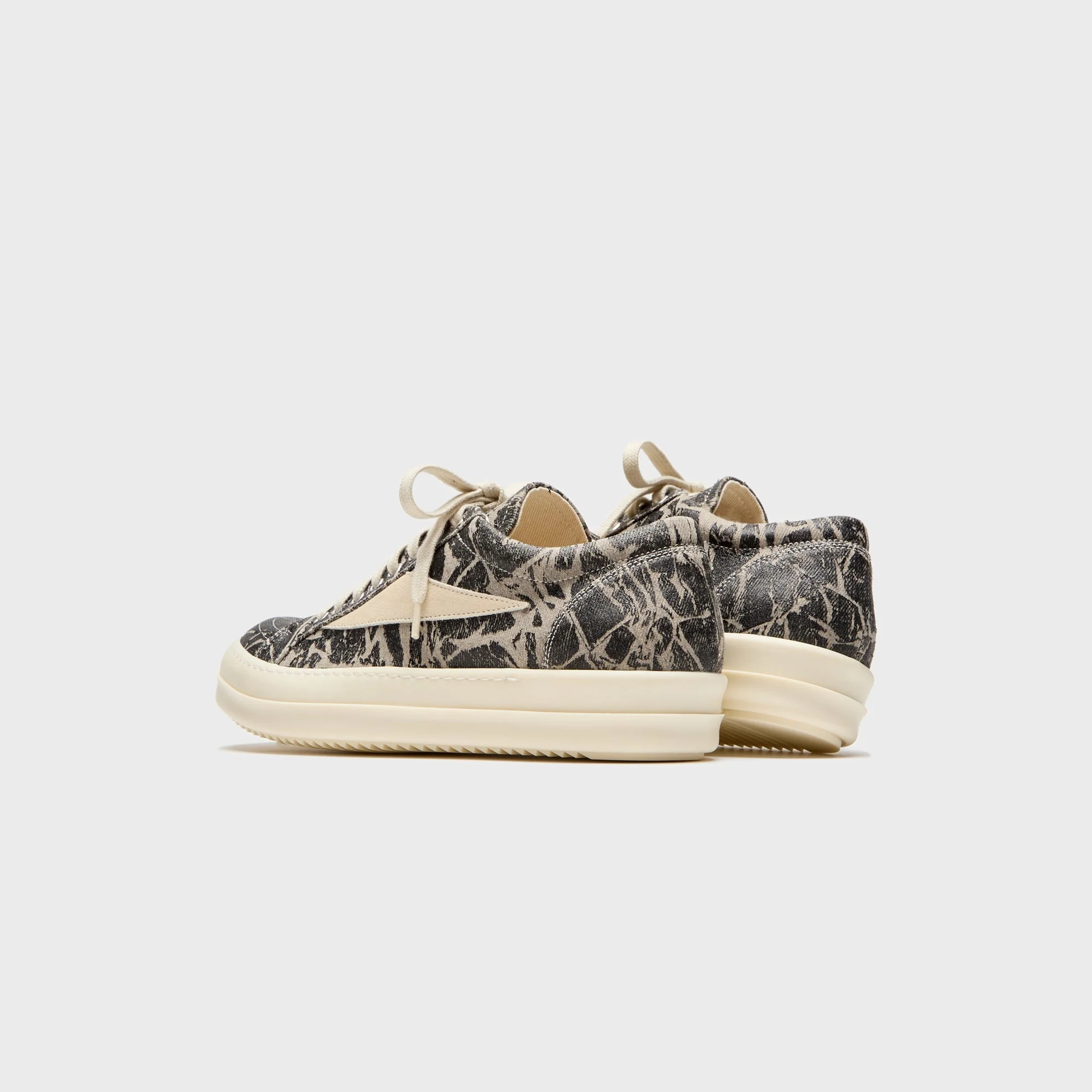 Rick Owens Concordians Vintage Sneaks - Black Washed Foil / Milk / Milk - Image 4