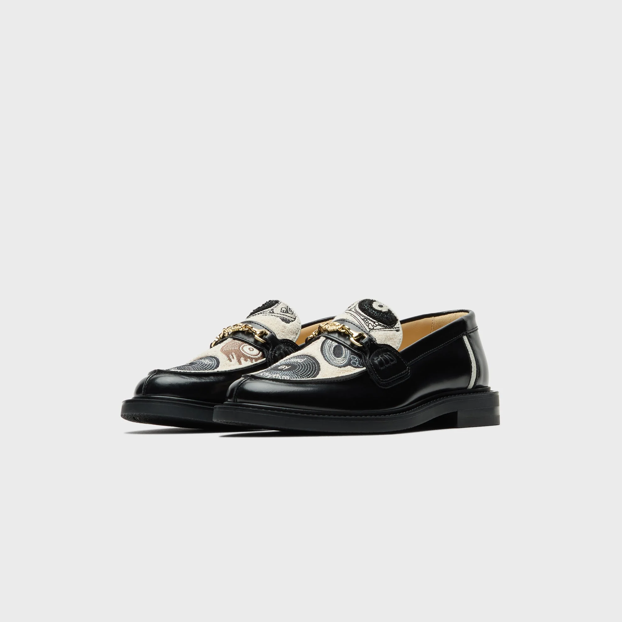 Filling Pieces Vinyl Embroidered Leather Loafers - Black - Image 2