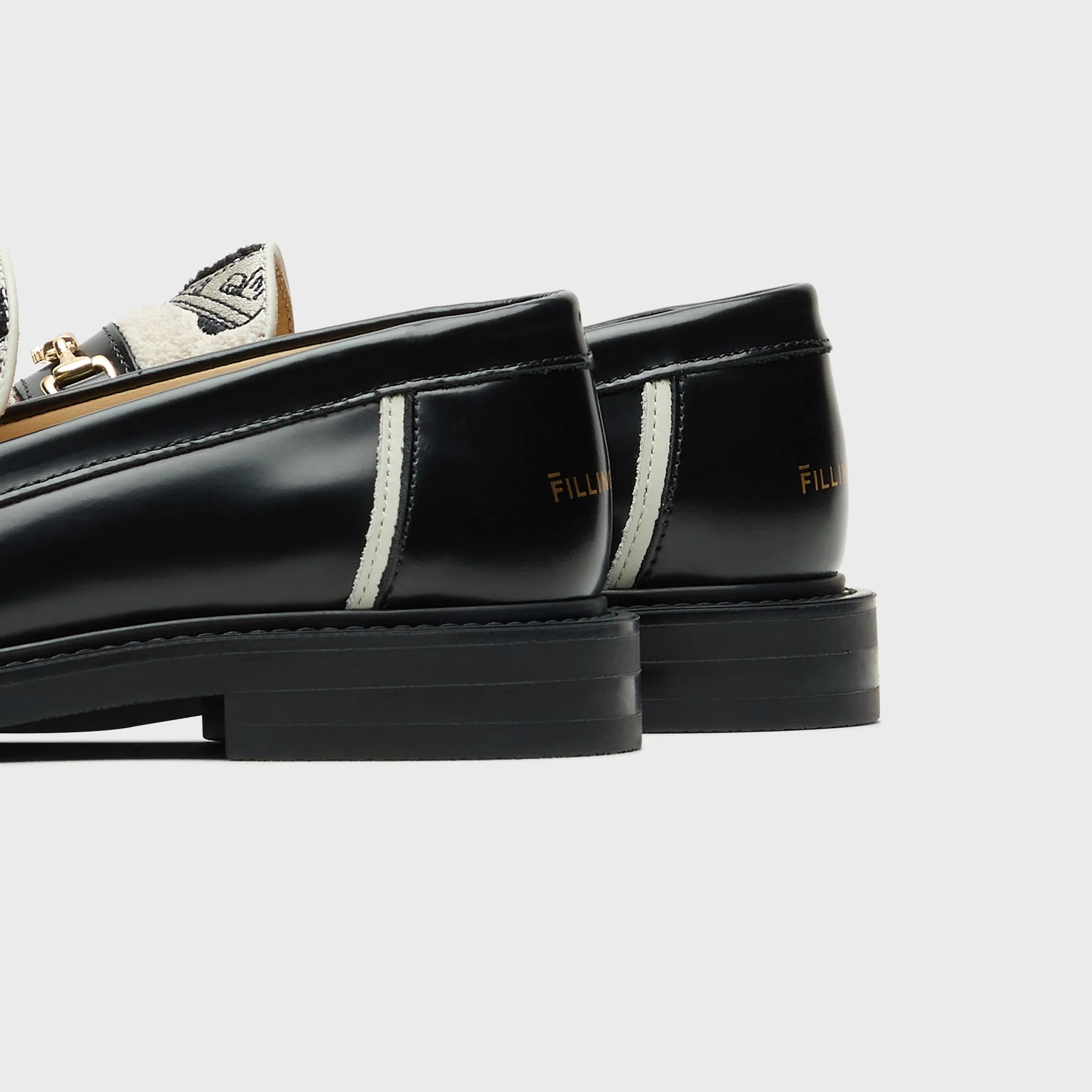 Filling Pieces Vinyl Embroidered Leather Loafers - Black - Image 4