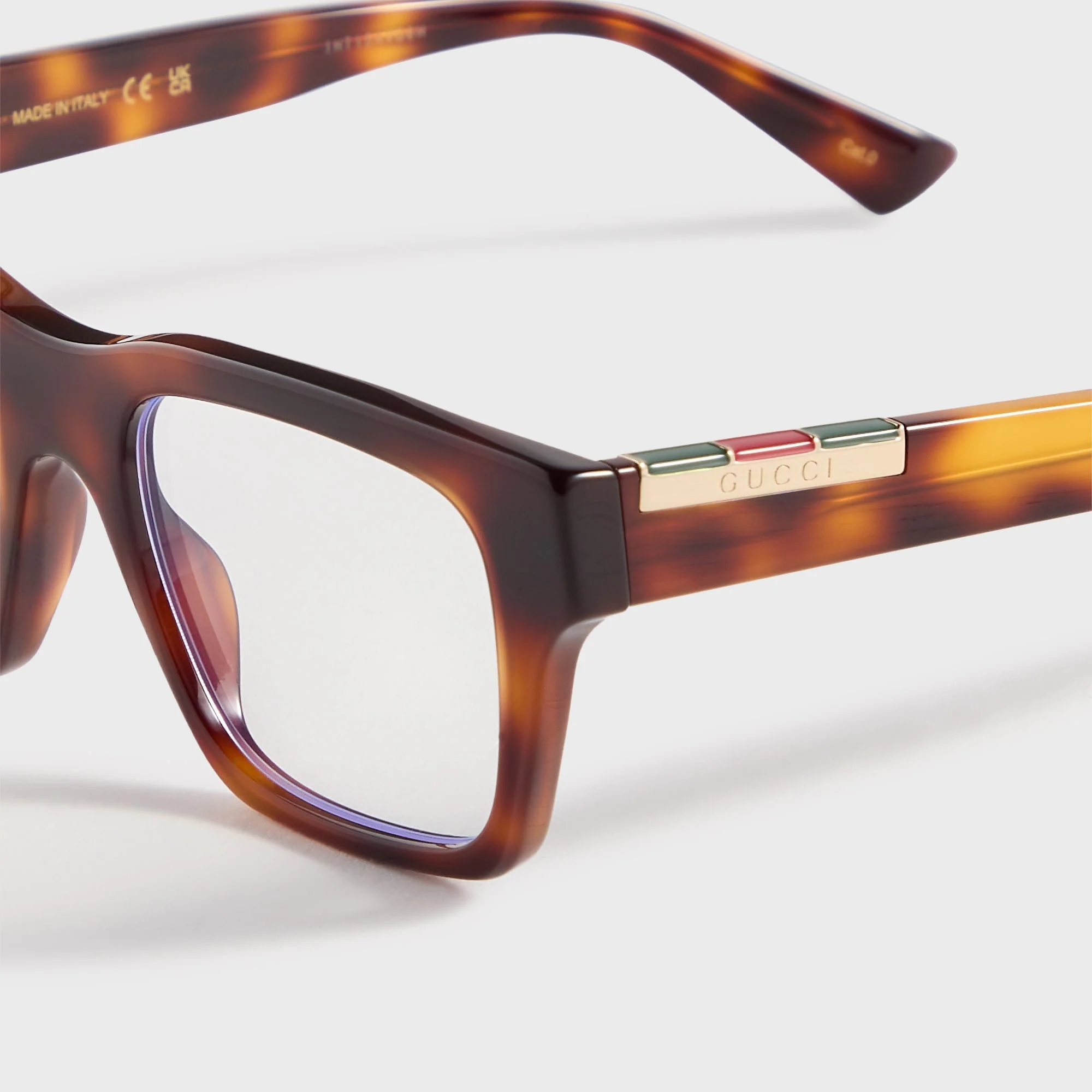 Gucci GG1889S Acetate Rectangle Sunglasses - Havana / Transparent - Image 2