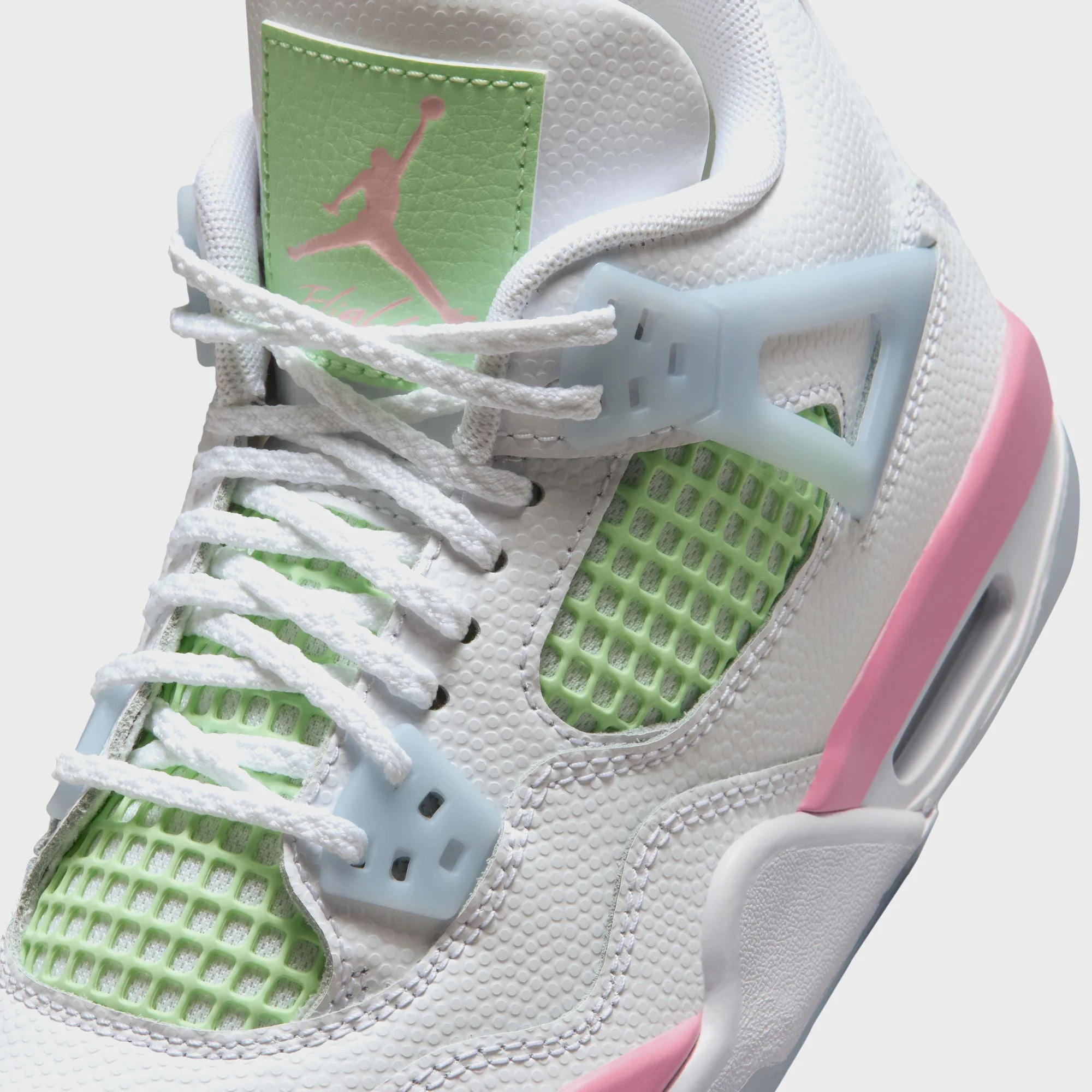 Jordan GS Air Jordan 4 Retro - White / Half Blue / Vapor Green / Medium Soft Pink - Image 6