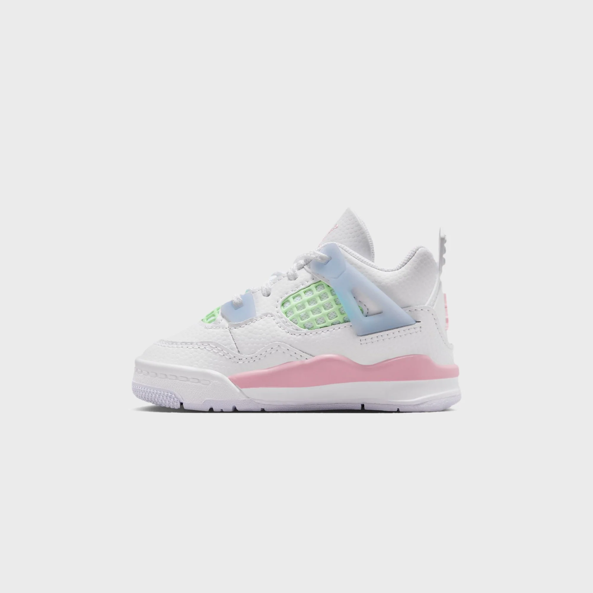 Nike TD Air Jordan 4 Retro - White / Half Blue / Vapor Green / Medium Soft Pink - Image 2