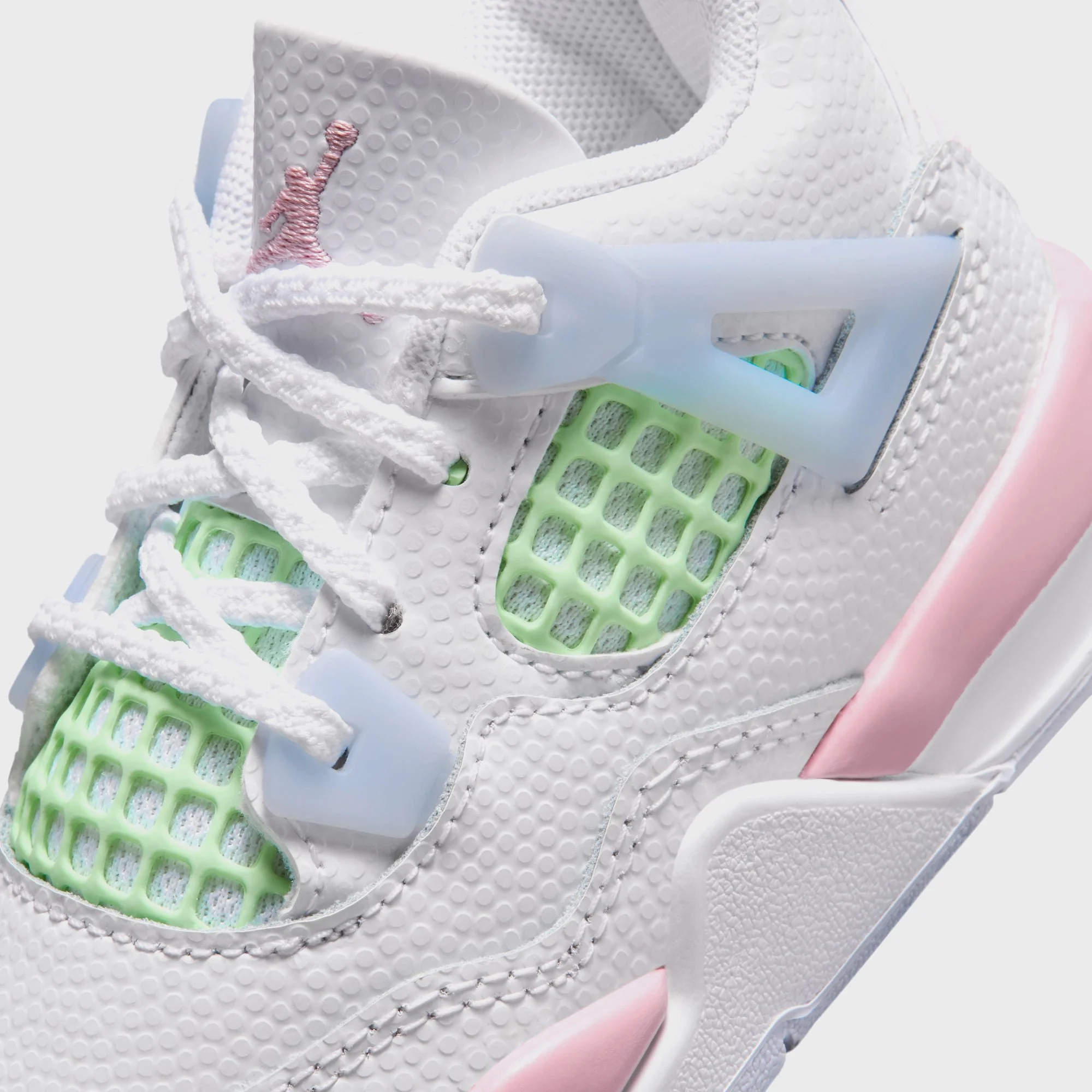 Nike TD Air Jordan 4 Retro - White / Half Blue / Vapor Green / Medium Soft Pink - Image 6
