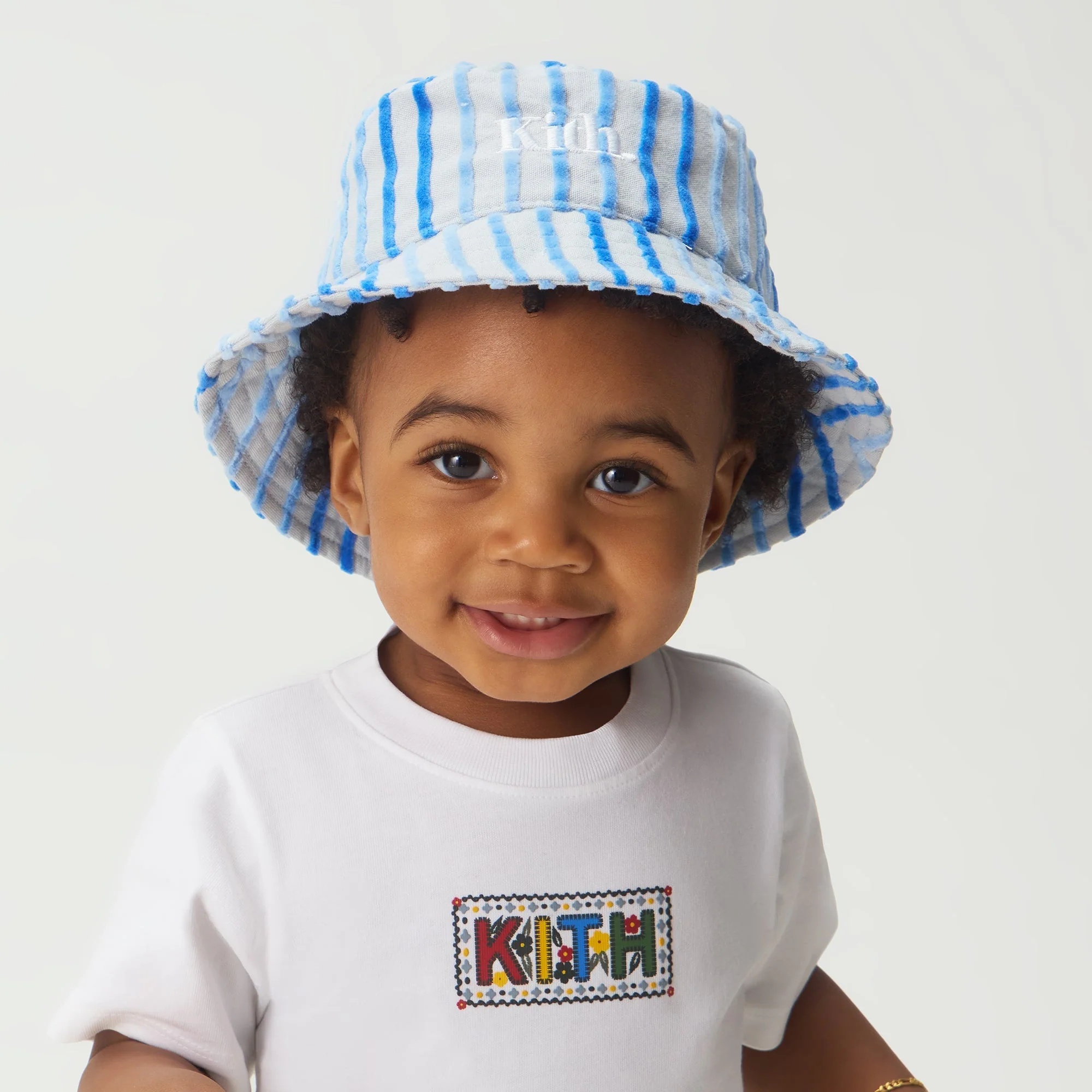 Kith Baby Chenille Stripe Dawson Bucket Hat - Cornflower - Image 2