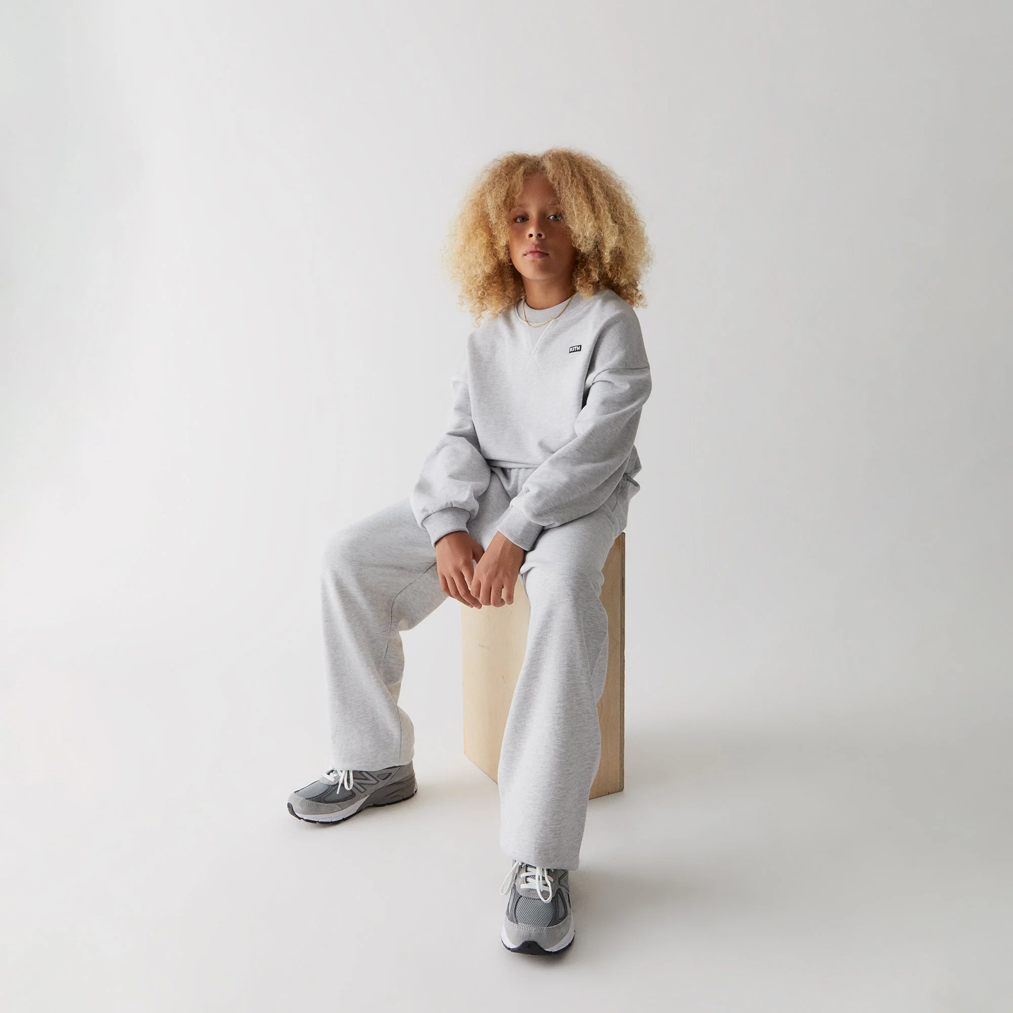 Kith Kids Long Sleeve Nelson Crewneck - Light Heather Grey - Image 2