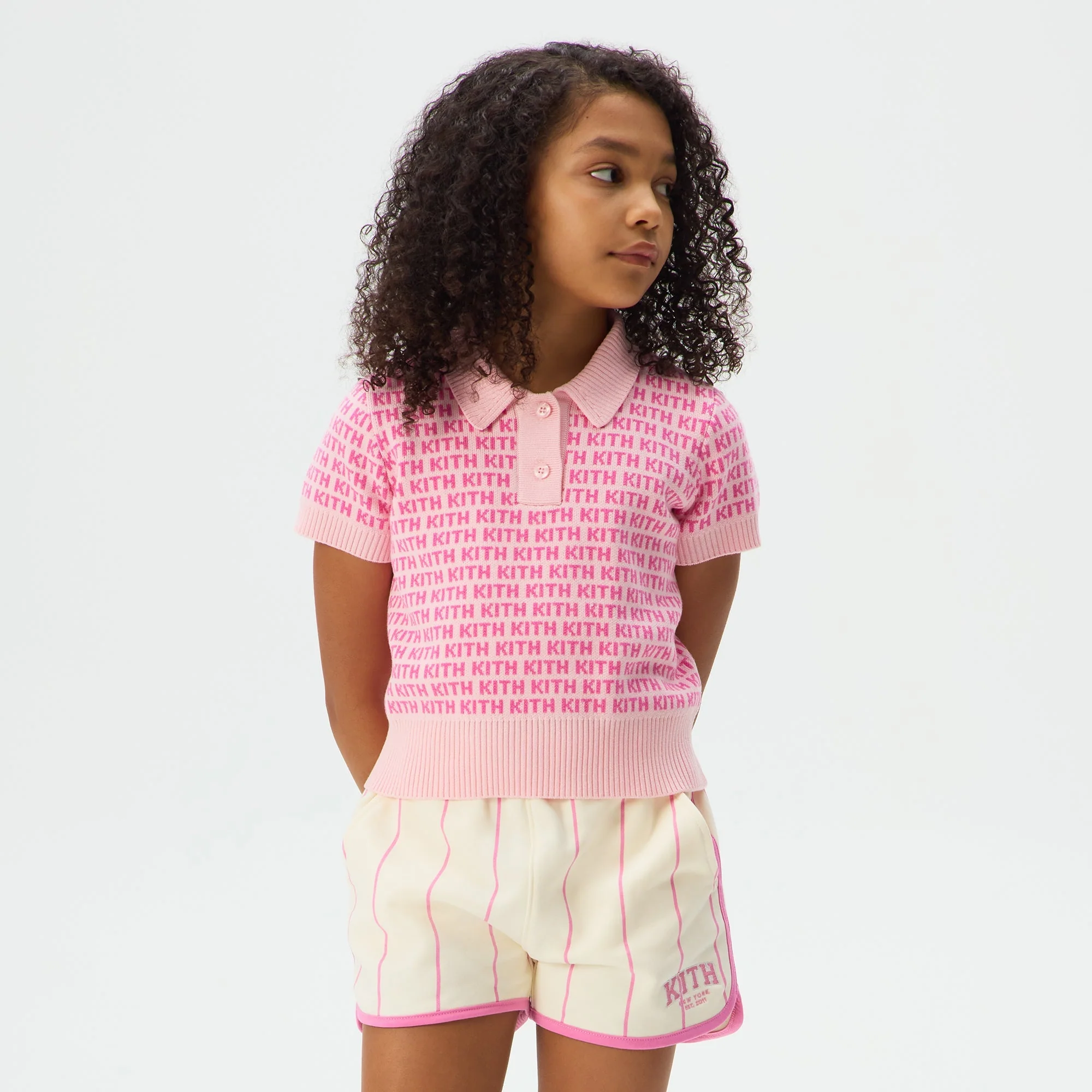 Kith Kids Cropped Monogram Jacquard Teagan Polo - Bubble - Image 2