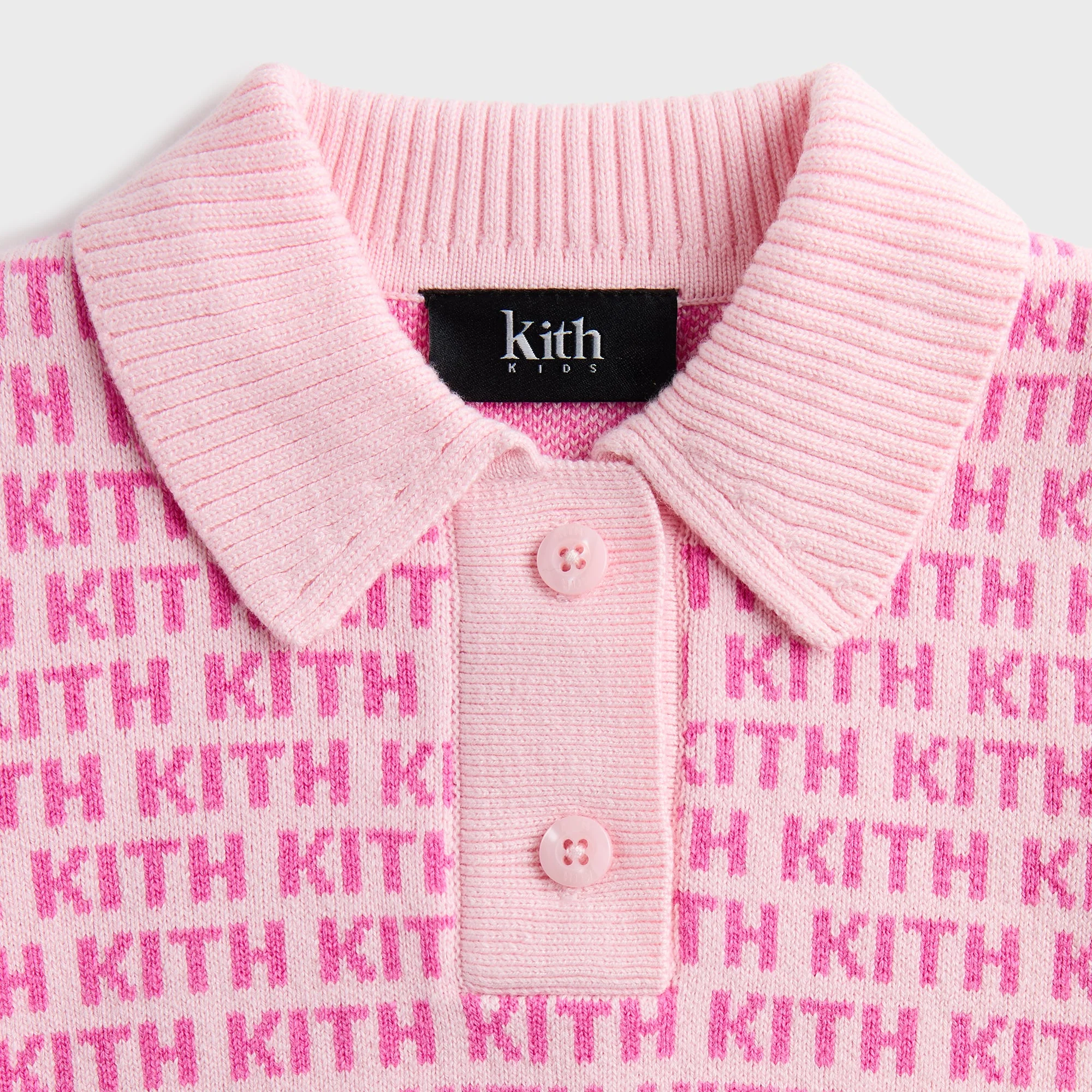 Kith Kids Cropped Monogram Jacquard Teagan Polo - Bubble - Image 4