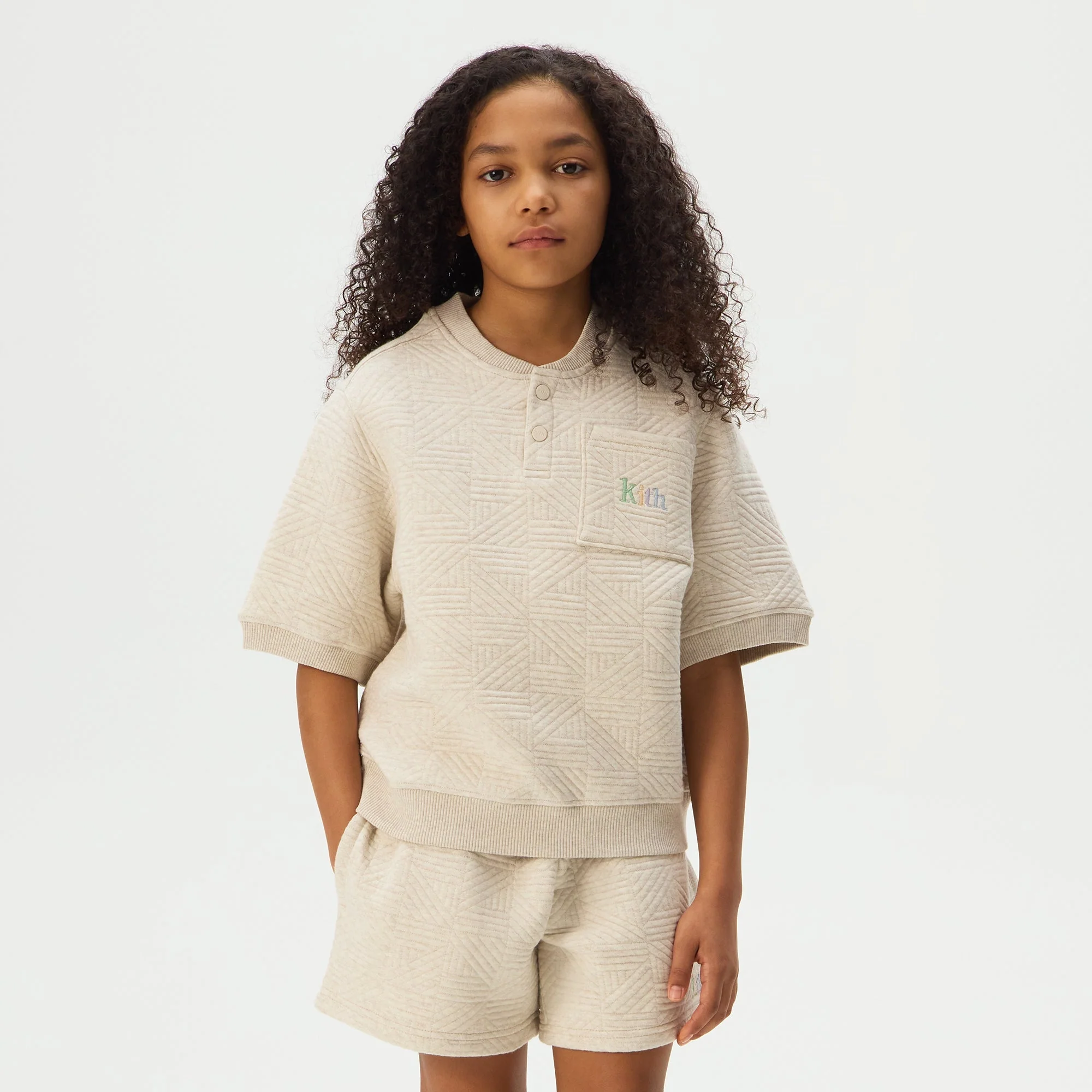 Kith Kids Quilted Nelson Henley - Sandy Heather - Image 2