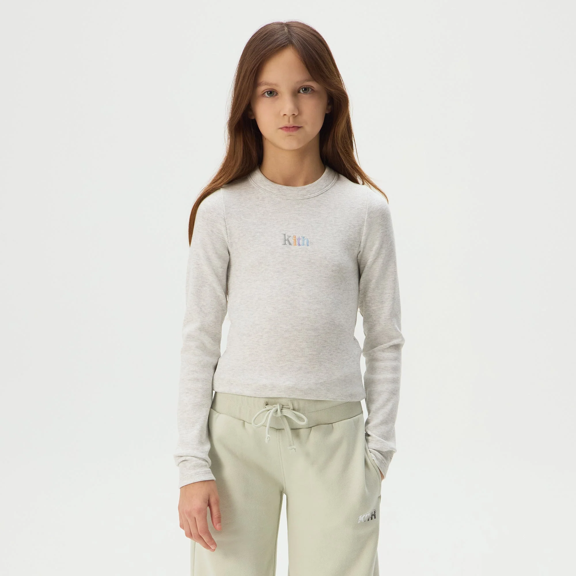 Kith Kids Long Sleeve Mulberry Tee - Light Heather Grey - Image 2
