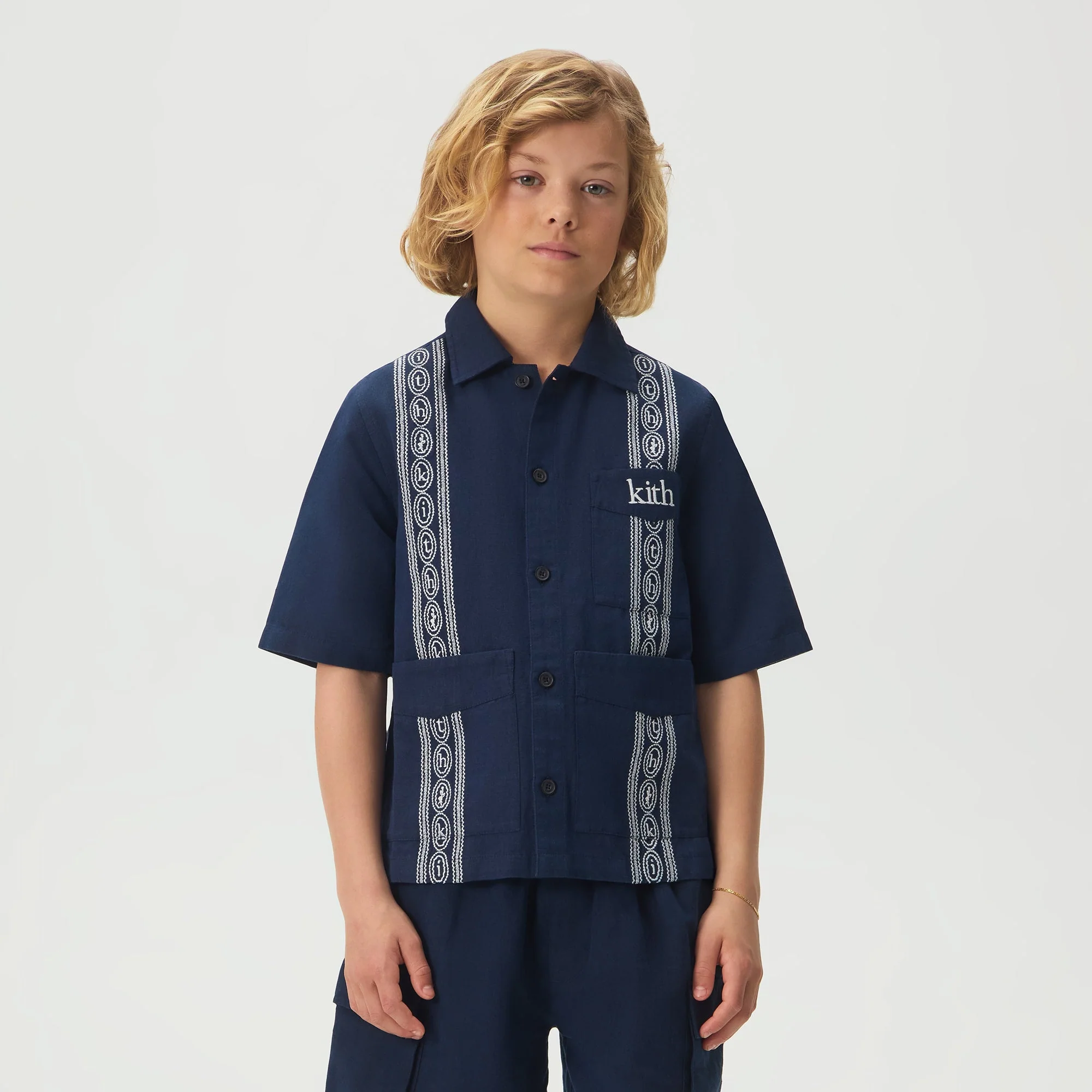 Kith Kids Novelty Embroidered Bennet Collared Shirt - Nocturnal - Image 2