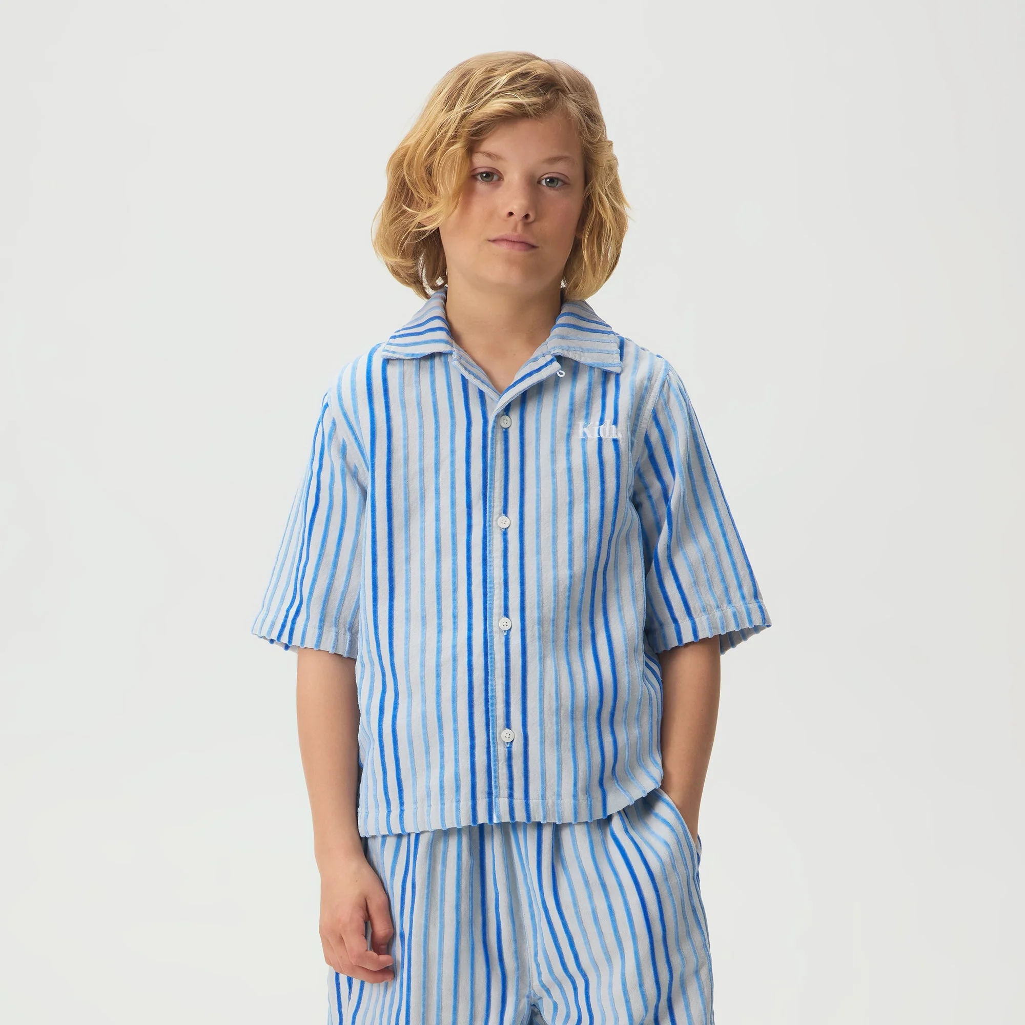 Kith Kids Chenille Stripe Thompson Camp Shirt - Cornflower - Image 2