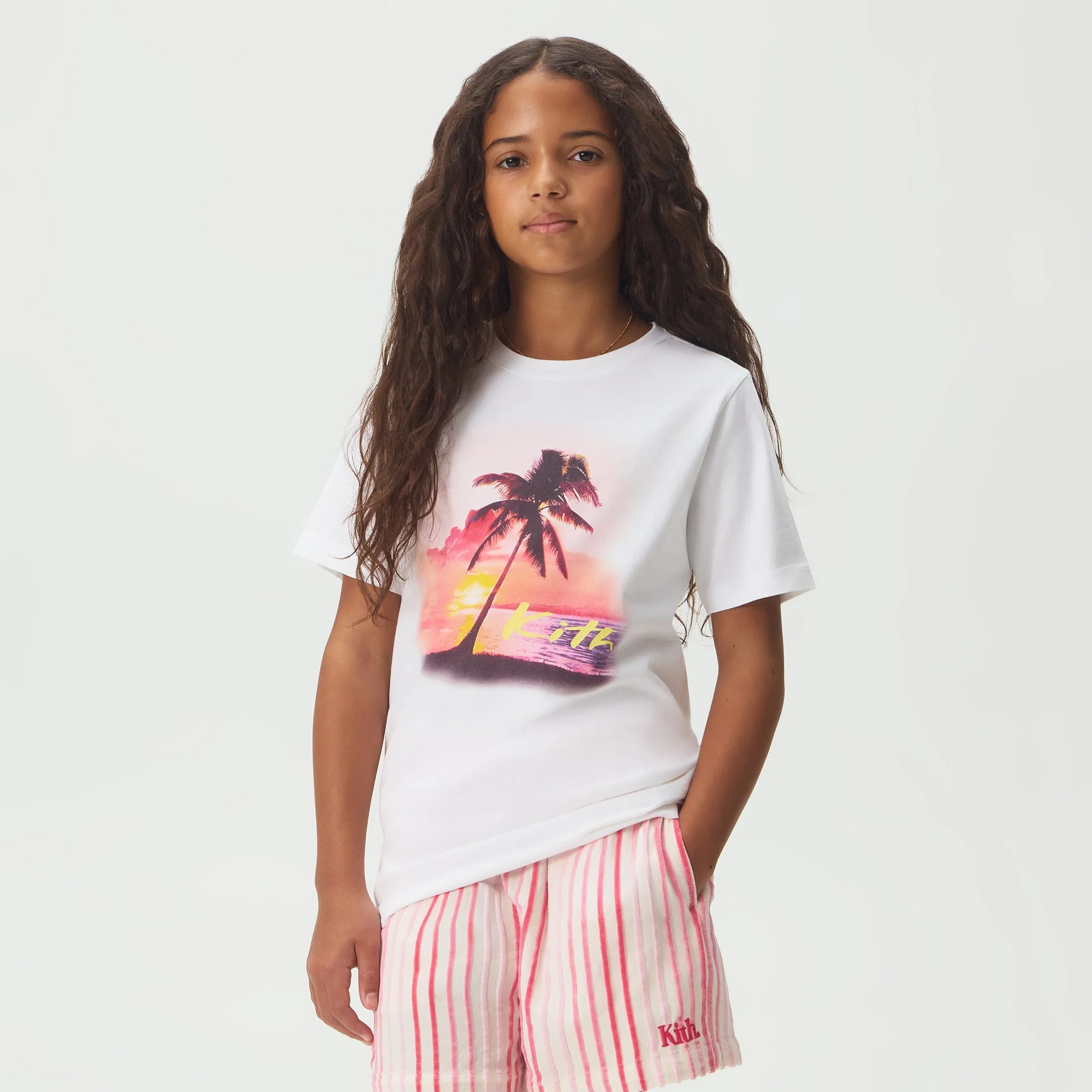 Kith Kids Sunset Palm Graphic Tee - White - Image 2