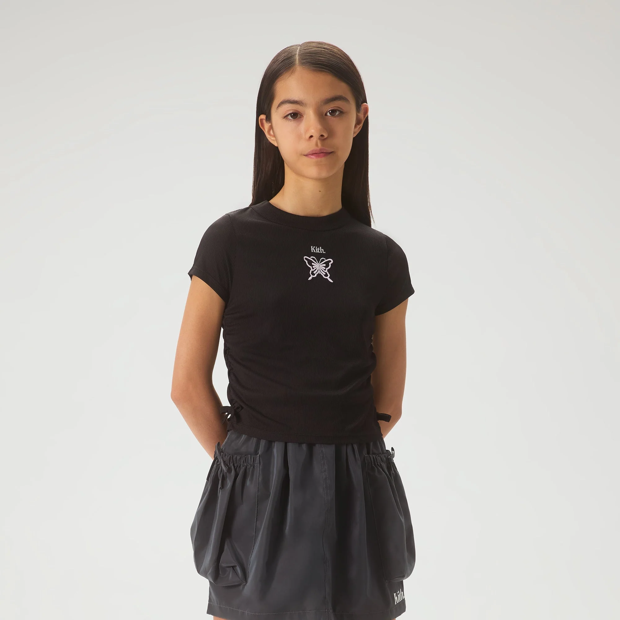 Kith Kids Mulberry Ruched Rib Tee - Black - Image 2