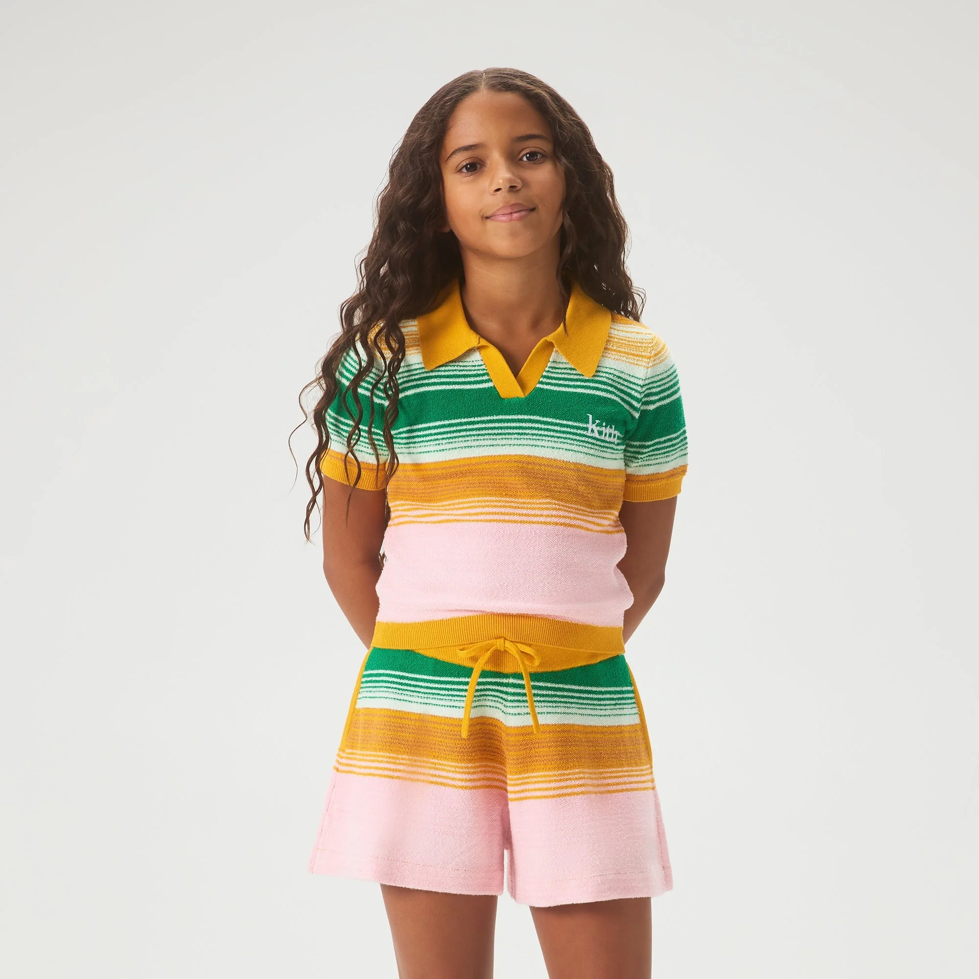 Kith Kids Striped Cropped Polo - Midsummer - Image 2