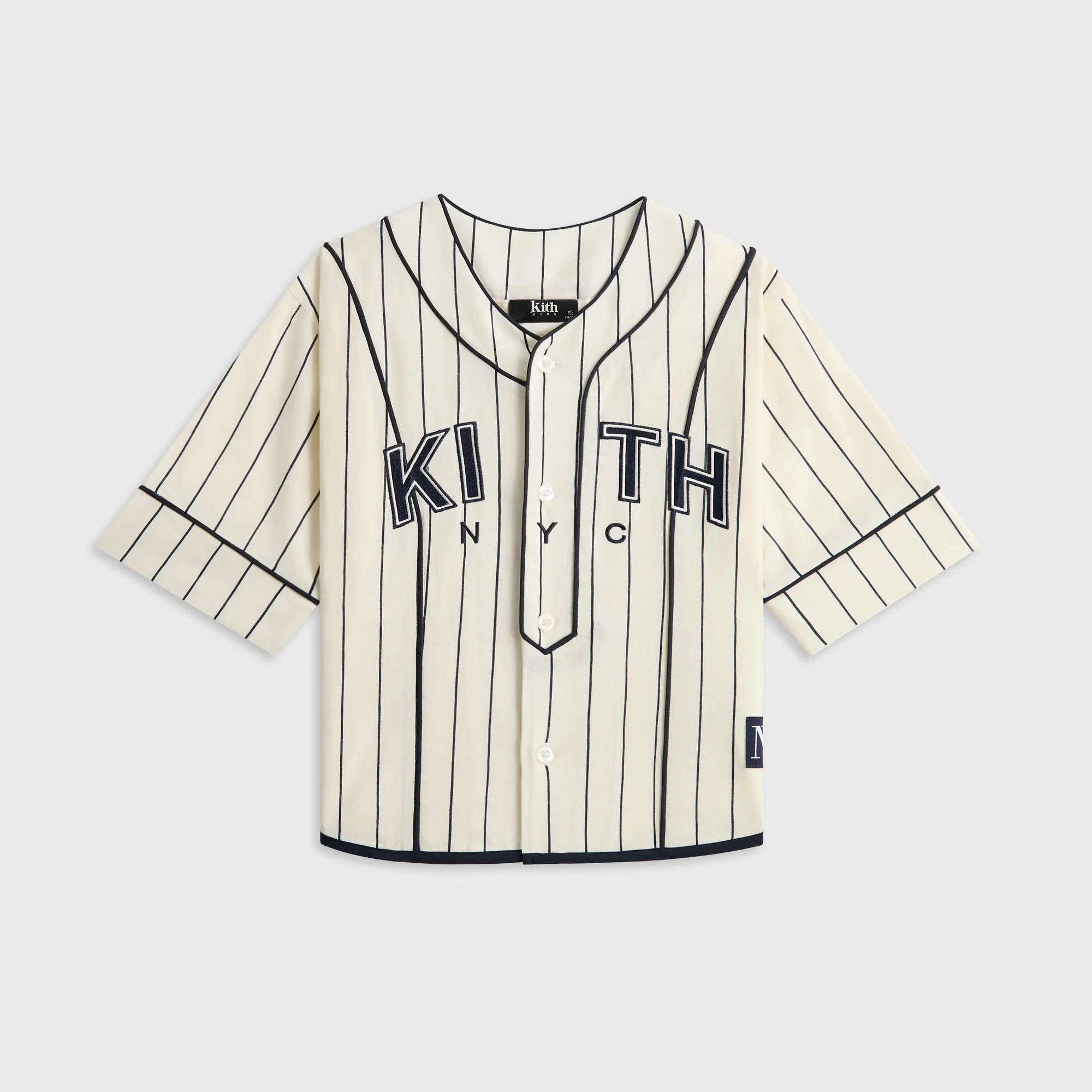 Kith Kids Pinstripe Baseball Shirt - Silk