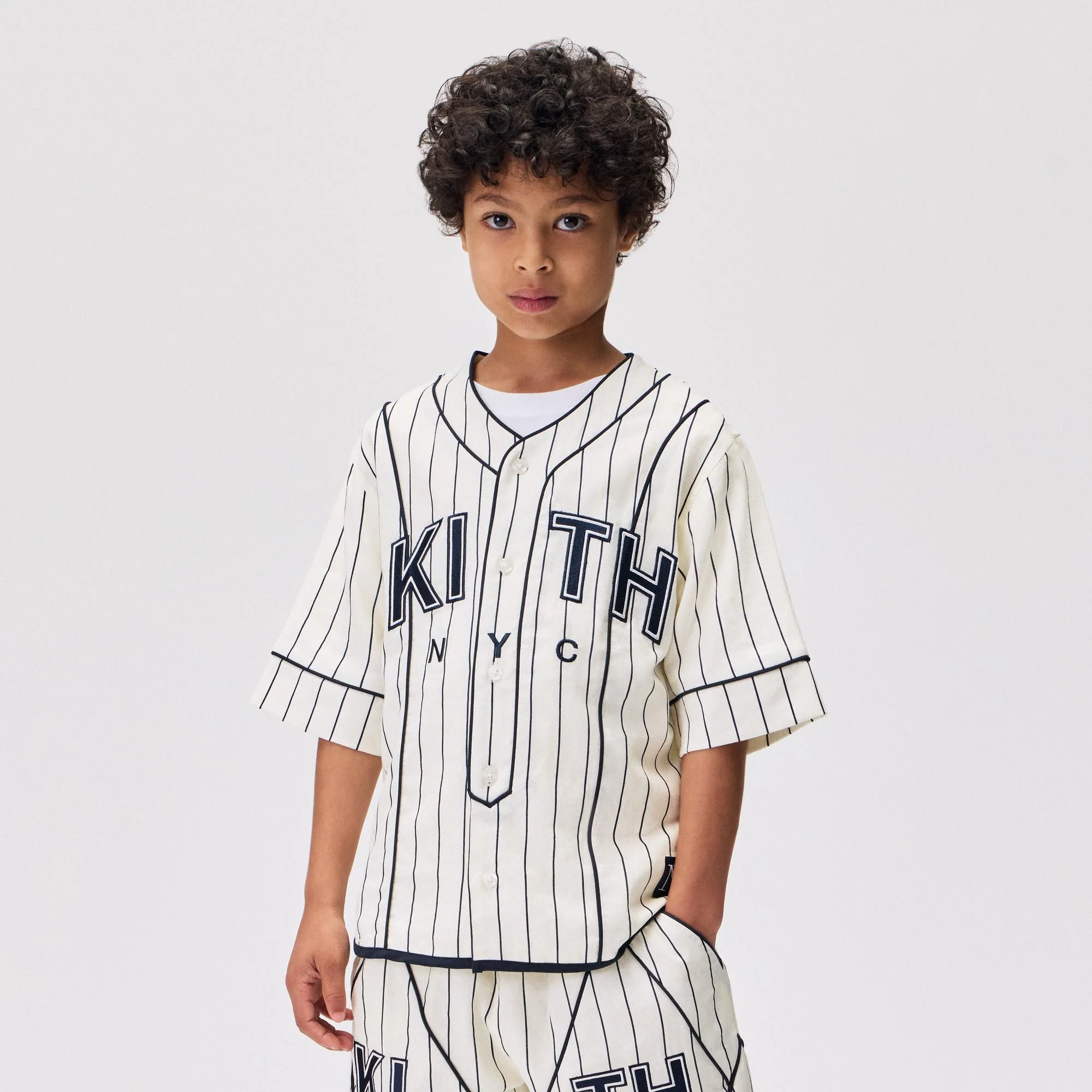 Kith Kids Pinstripe Baseball Shirt - Silk - Image 2