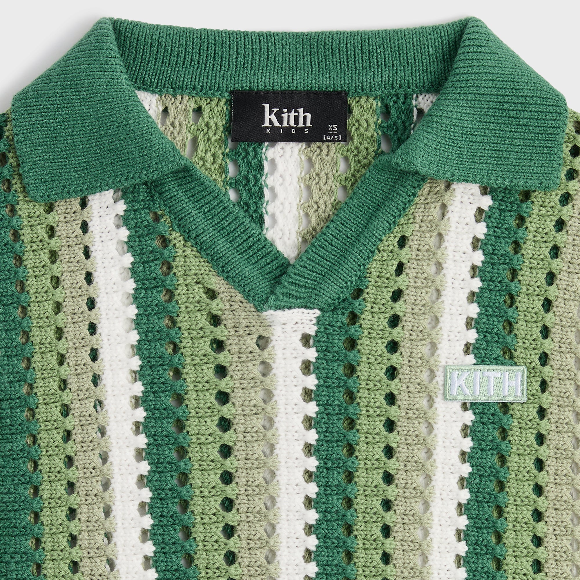 Kith Kids Open Knit Pullover Polo - Sage - Image 4