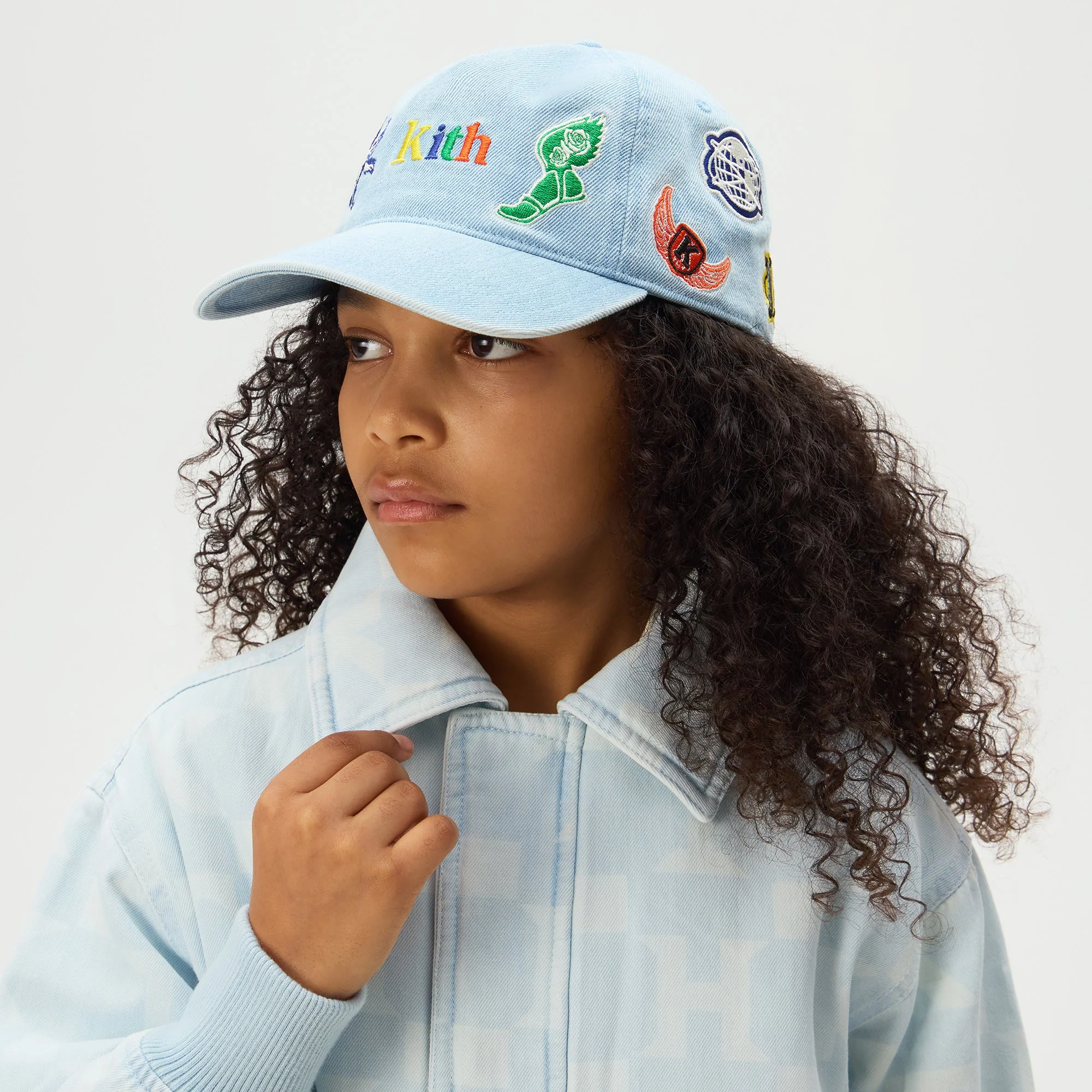 Kith Kids NY to the World Denim Pinch Crown Cap - Light Indigo - Image 2