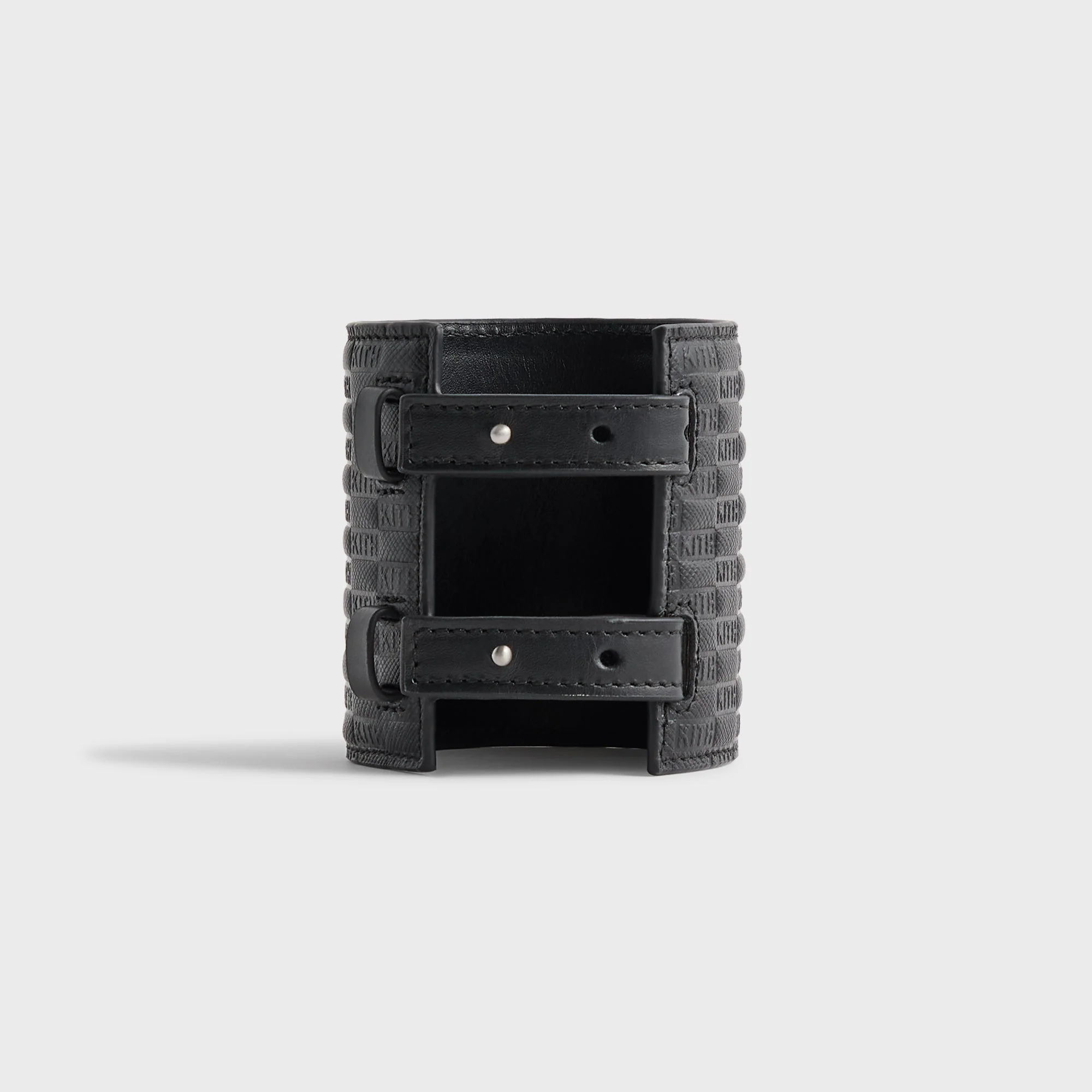 Kith Monogram Saffiano Leather Adjustable Candle Holder - Black - Image 2