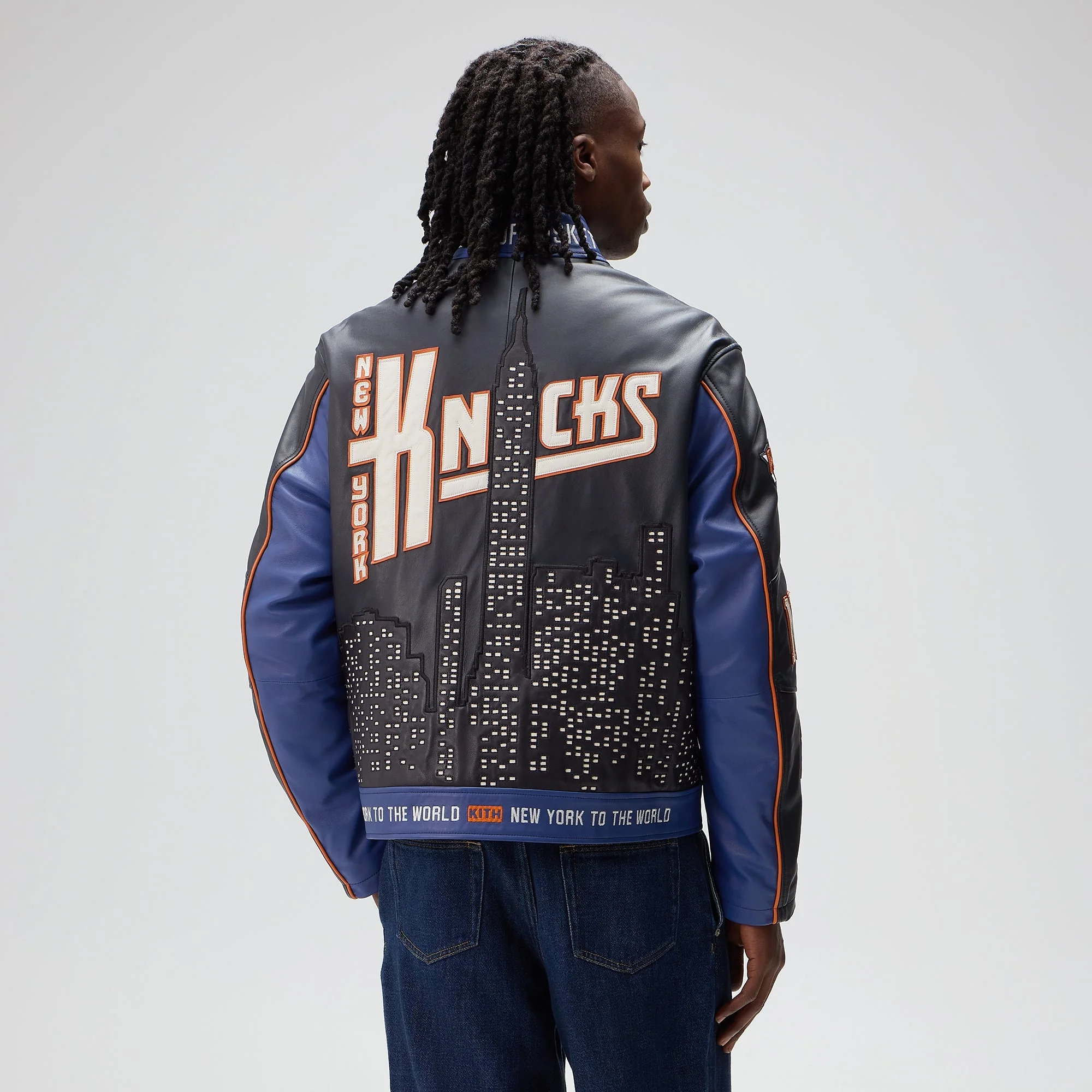 Kith for the New York Knicks Leather Moto Jacket - Nocturnal - Image 3