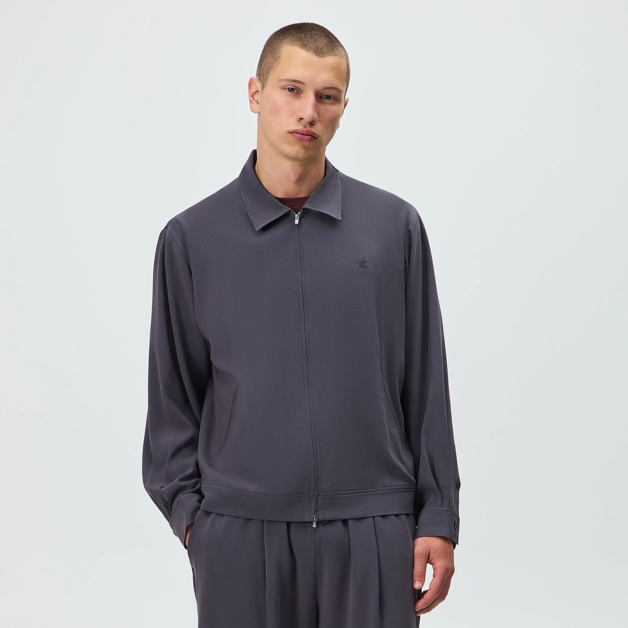 Kith Double Crepe Connor Blouson Jacket - Phantom Grey - Image 2