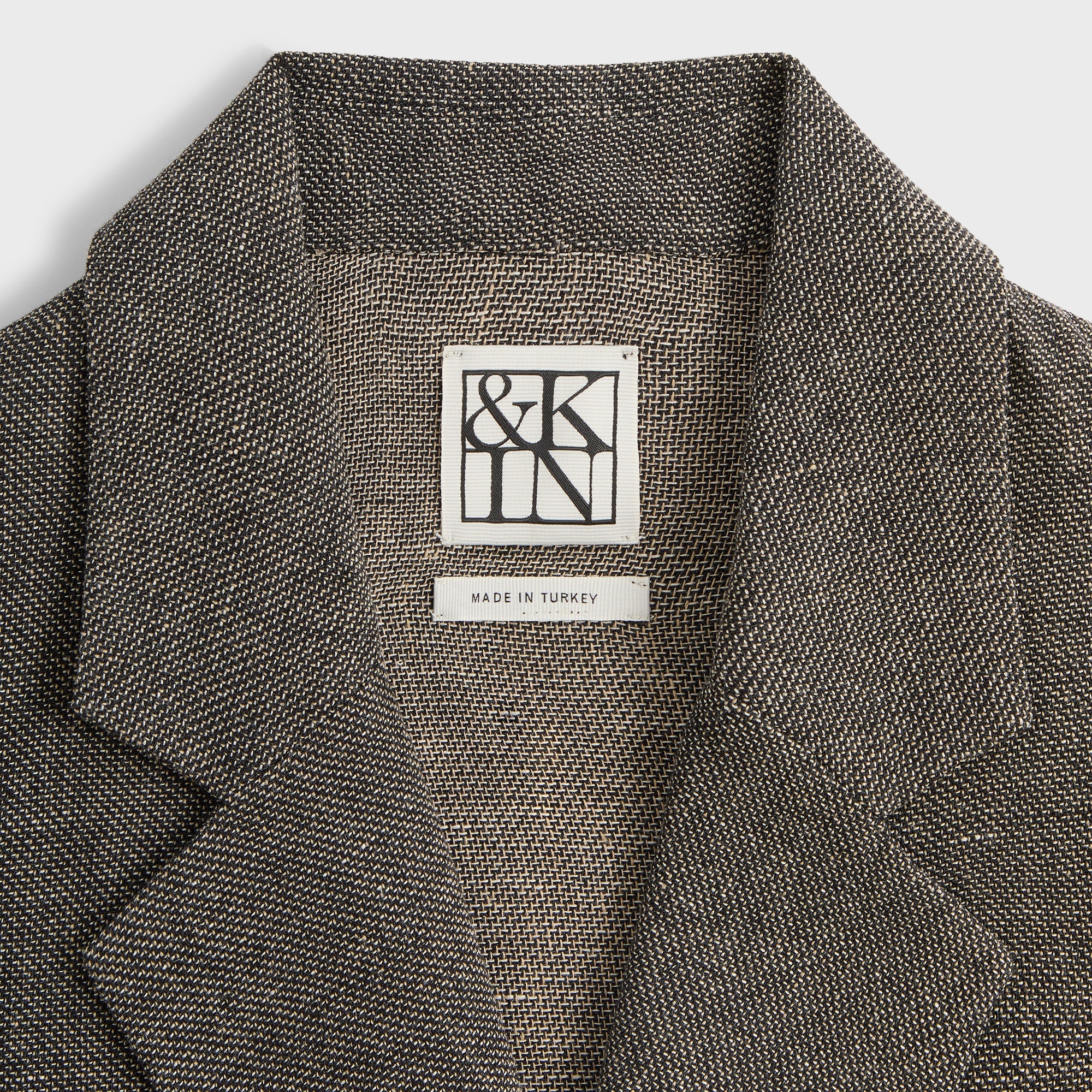&Kin Textured Linen Ito Blazer - Black Melange - Image 4