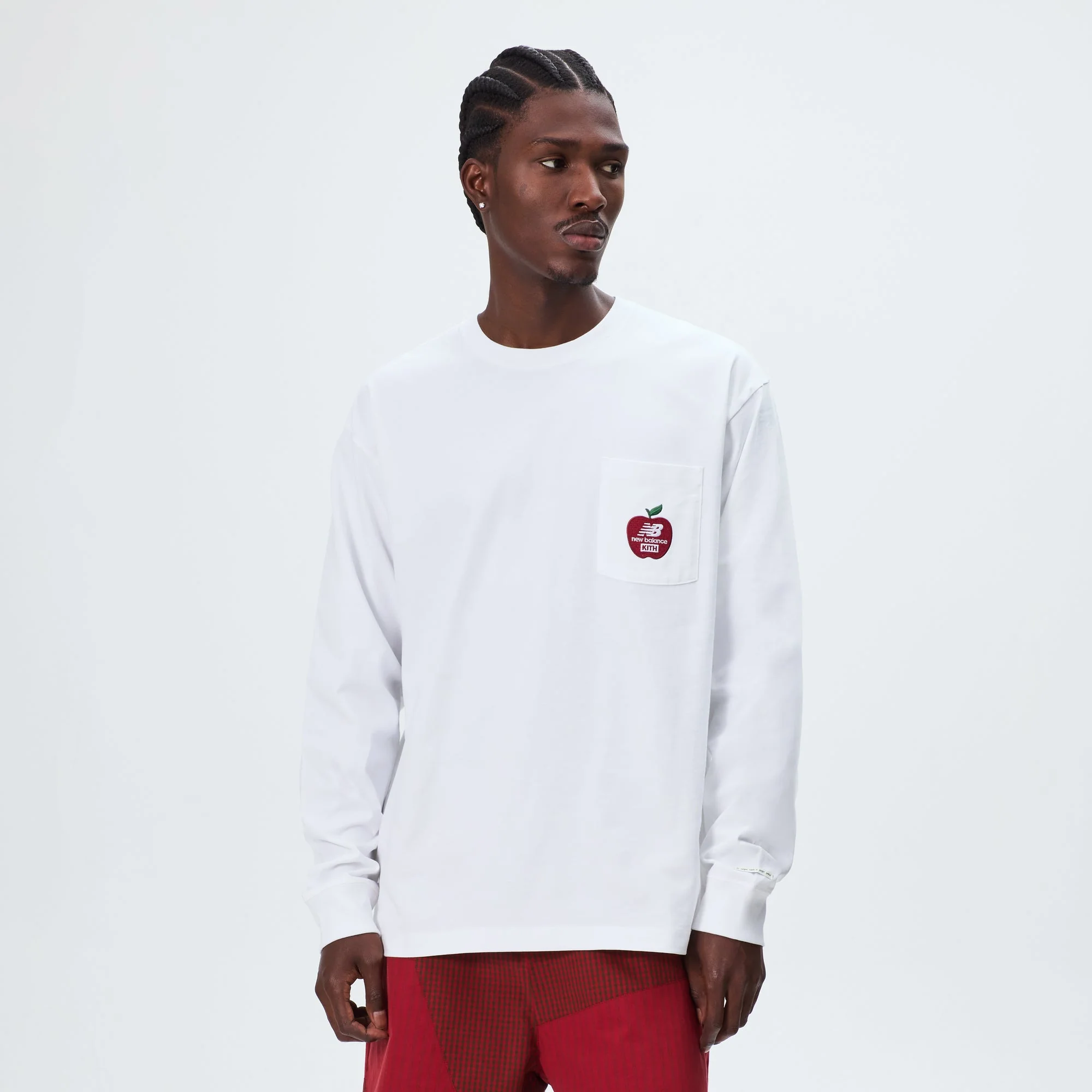 Kith & New Balance NY Woodblock Long Sleeve Pocket Tee - White - Image 2