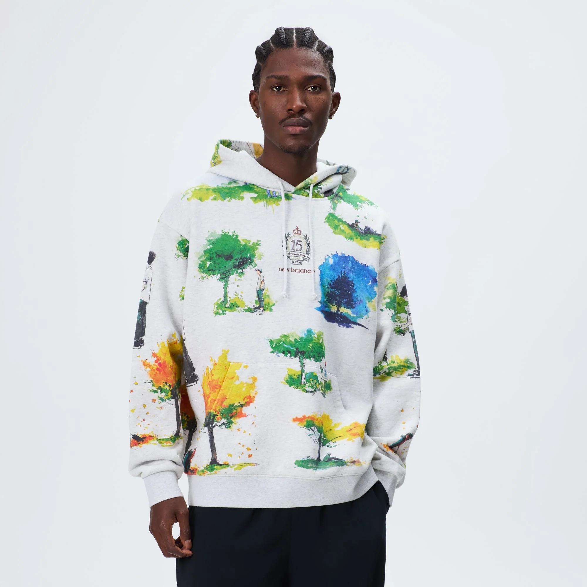 Kith & New Balance Watercolor Nelson Hoodie - Light Heather Grey - Image 2