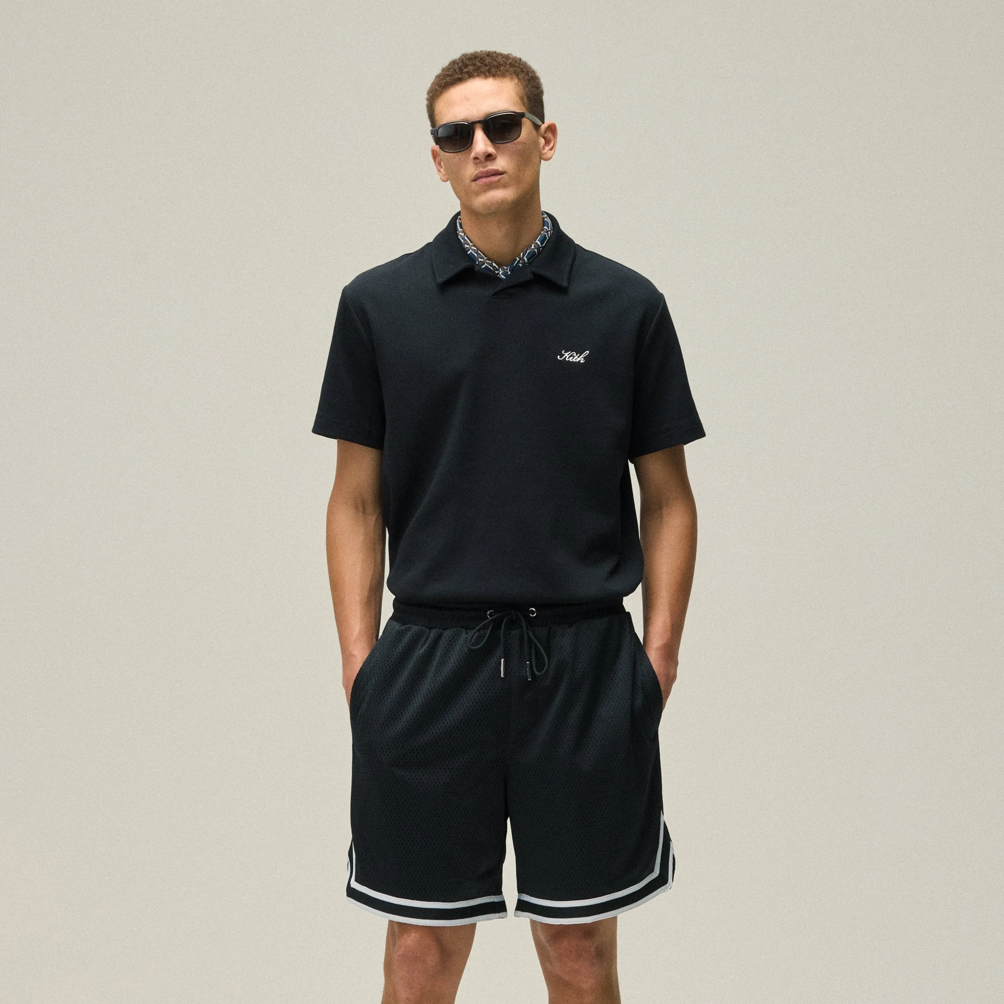 Kith Micro Waffle Drew Polo Shirt - Black - Image 2