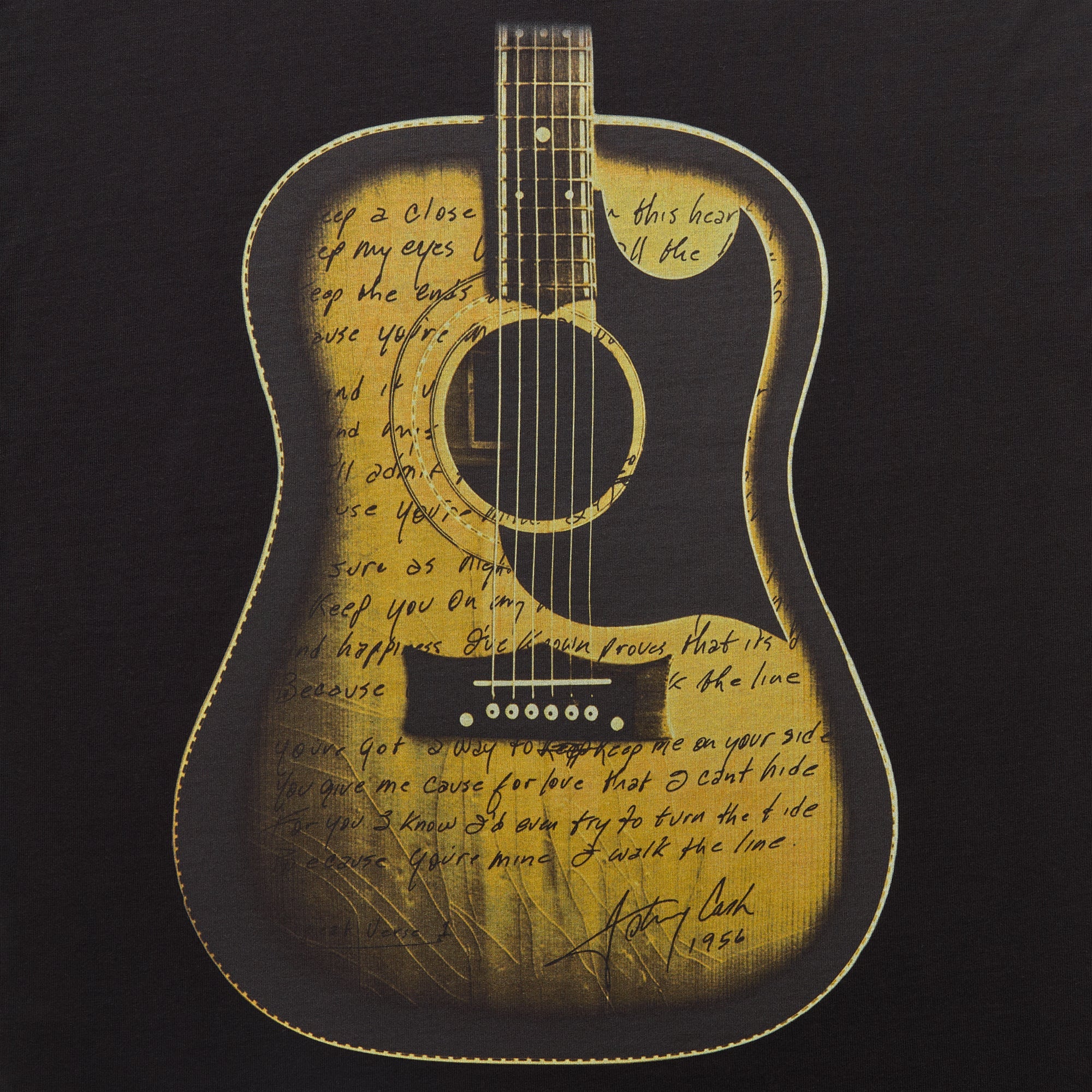 Kith Records for Johnny Cash I Walk The Line Lyrics Tee - Black - Image 4