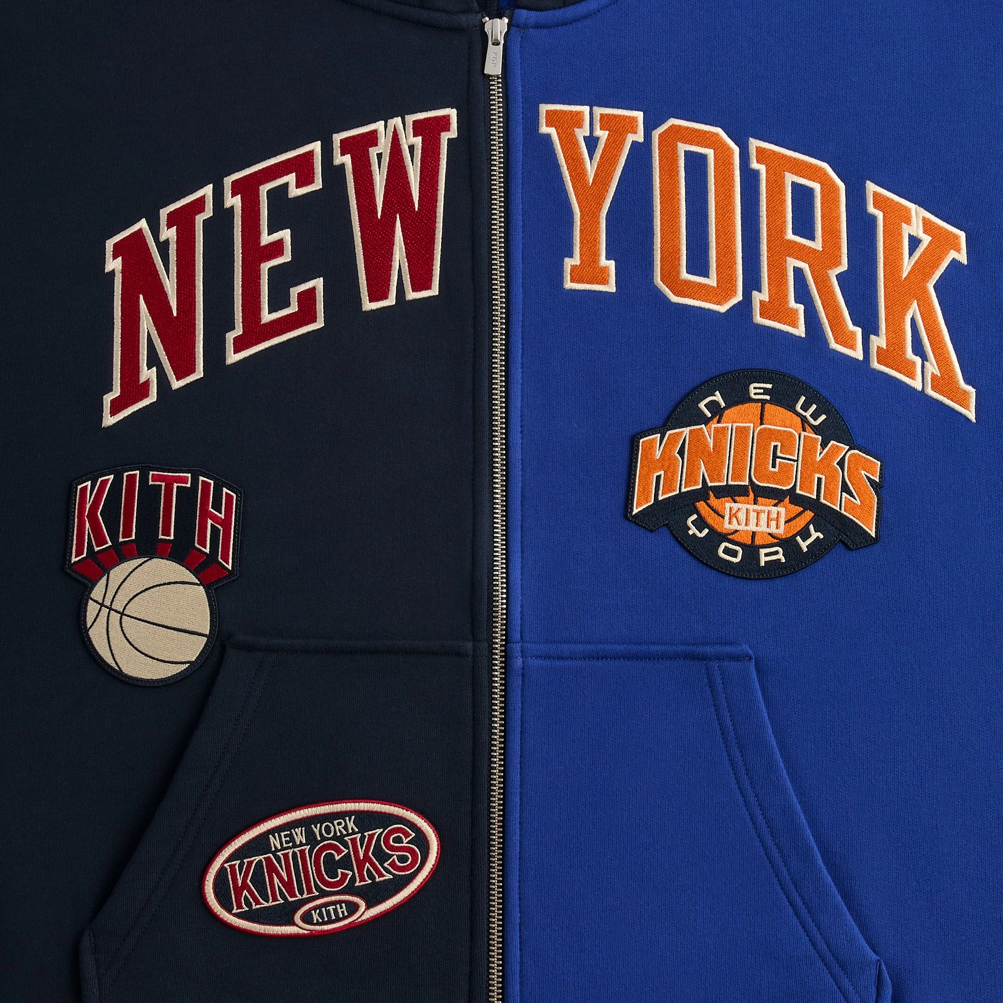 Kith for the New York Knicks Mash Up Cropped Braxton Vintage Hoodie - Nocturnal - Image 5