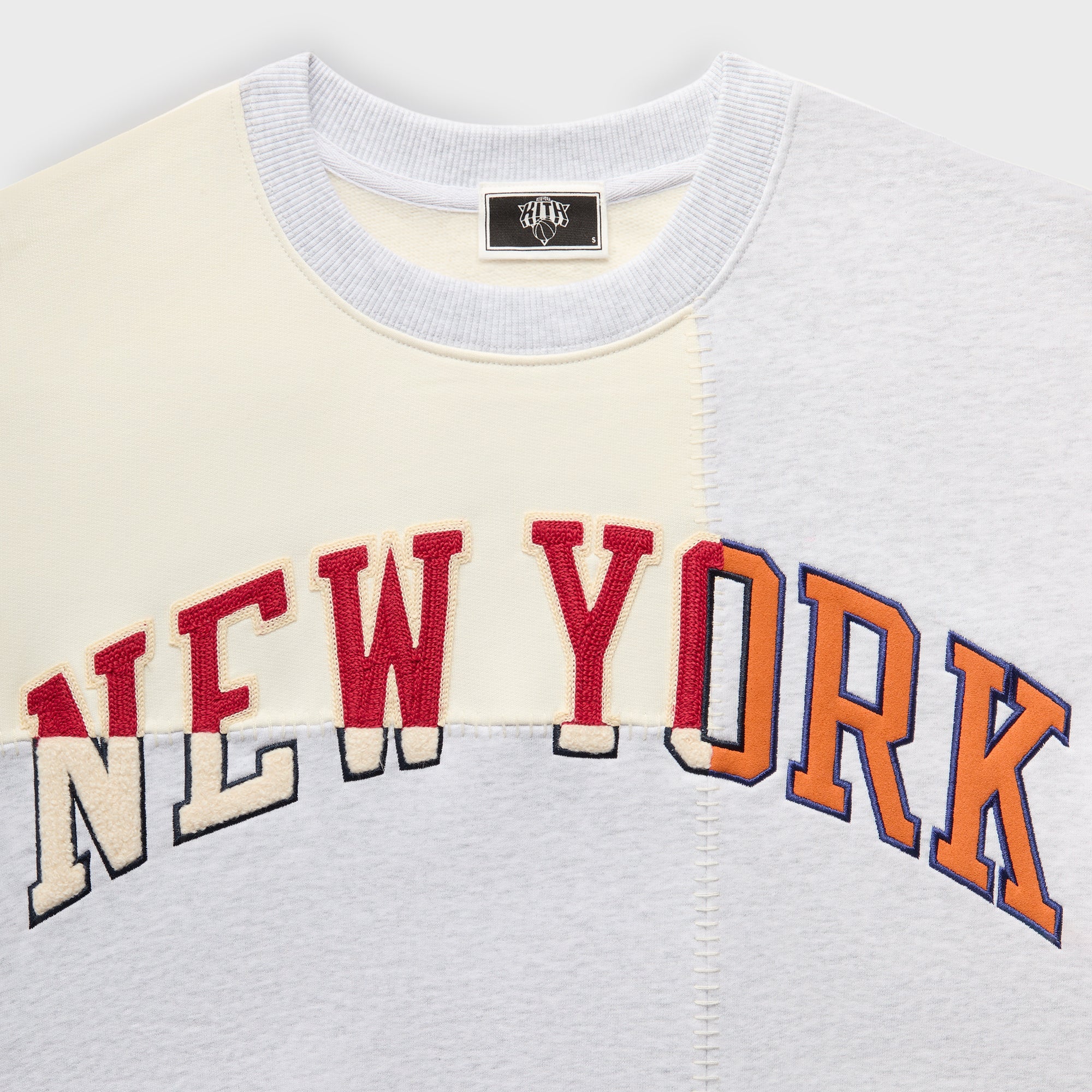 Kith for the New York Knicks Patchwork Fleece Crewneck Sweatshirt - Light Heather Grey - Image 5