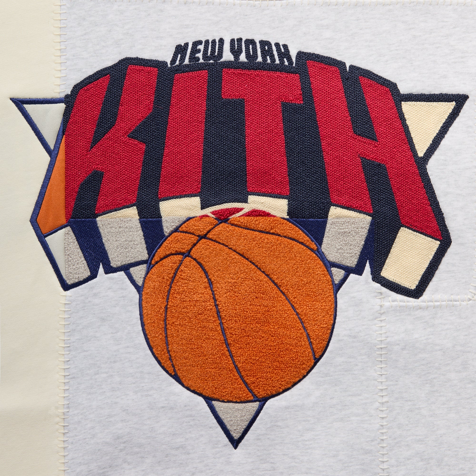 Kith for the New York Knicks Patchwork Fleece Crewneck Sweatshirt - Light Heather Grey - Image 7