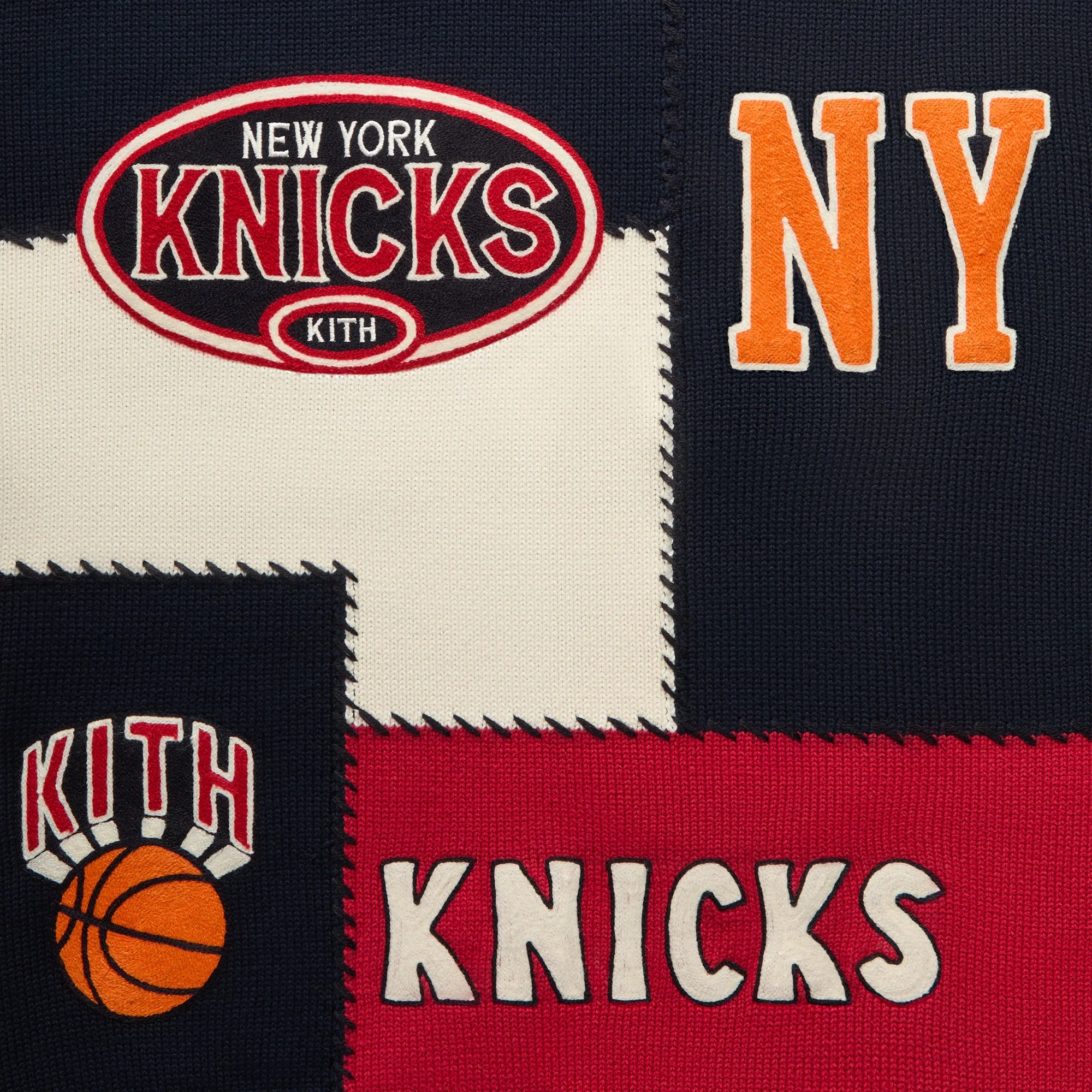 Kith for the New York Knicks Patchwork Crewneck Sweater - Nocturnal - Image 5